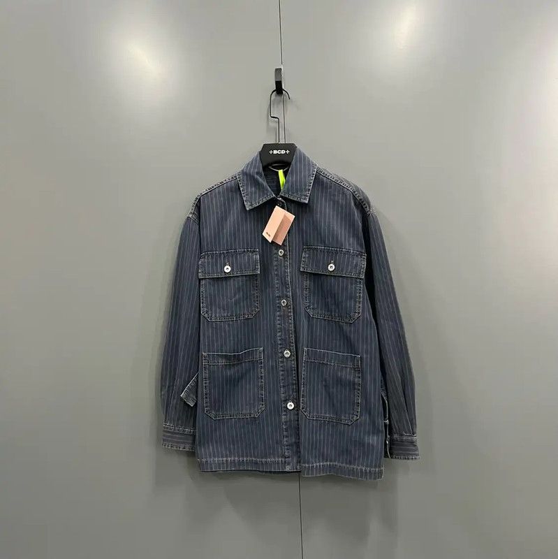 Miu Miu Miu Miu Striped Blue Cotton Jacket for Women 0089 Size ONE SIZE - 1 Thumbnail