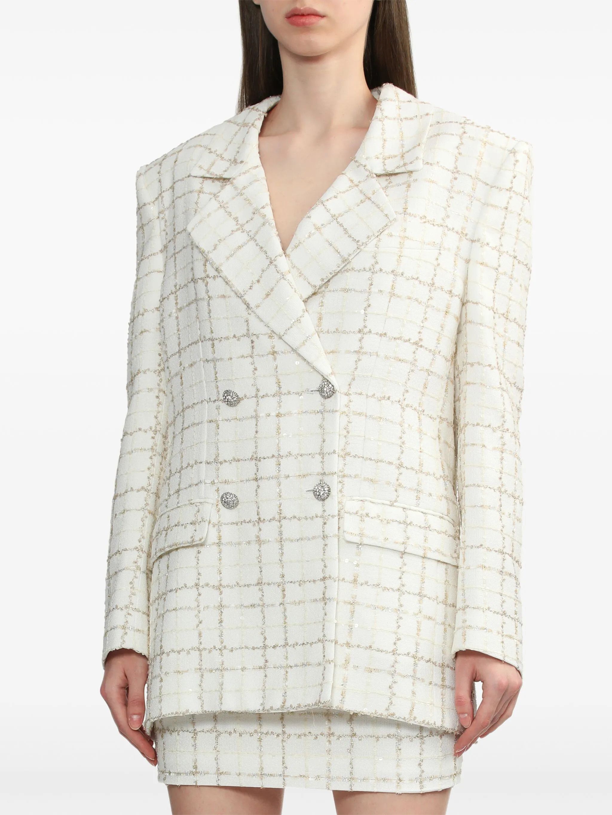 Alessandra Rich o1s22i1n0225 Double-breasted Jacket in White Size S / US 4 / IT 40 - 3 Thumbnail