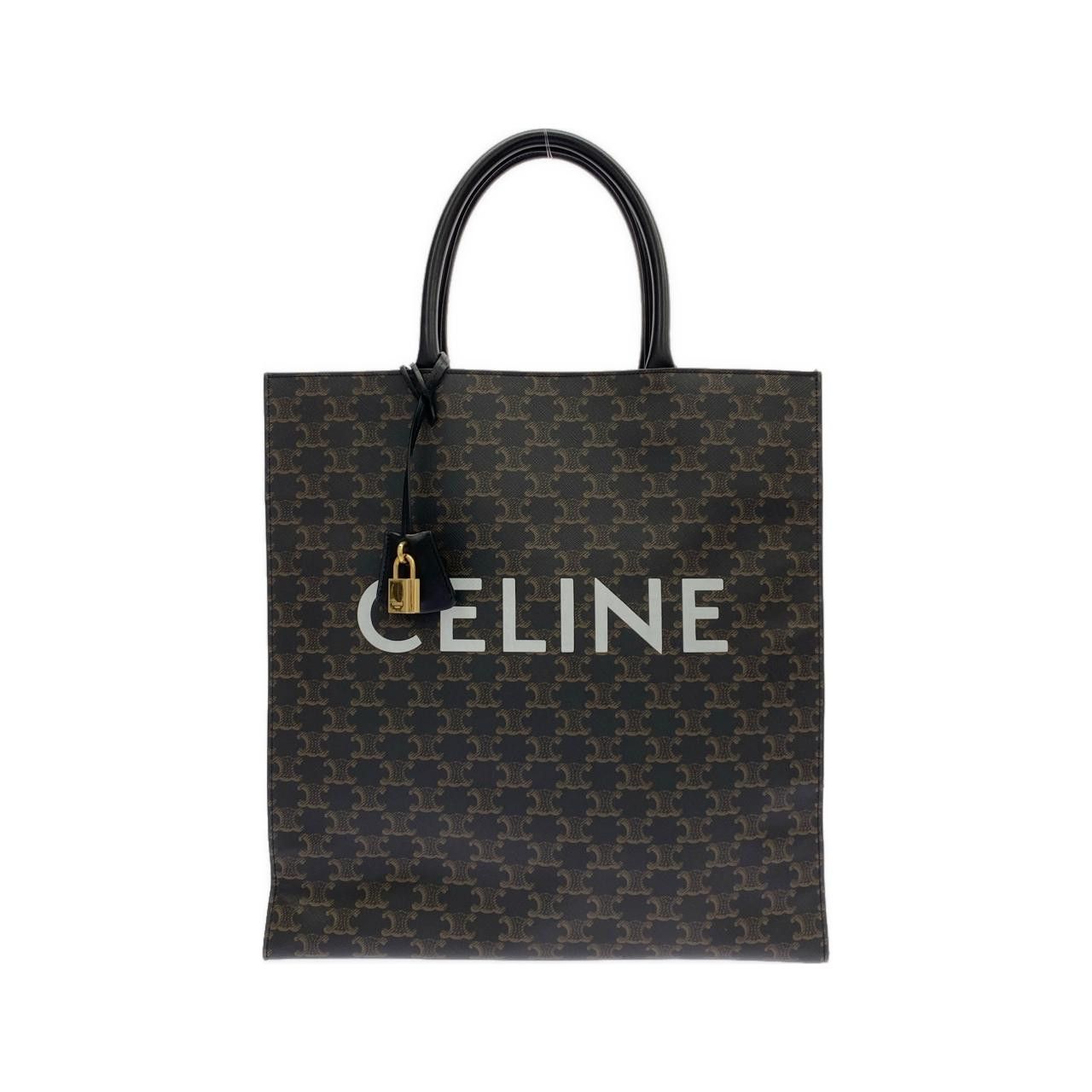 Celine Celine Celine Vertical Cabas Triomphe Canvas Calf Tote Bag Leather Tote Bag 190972BRJ DUTY FREE for USA Size ONE SIZE - 1 Thumbnail