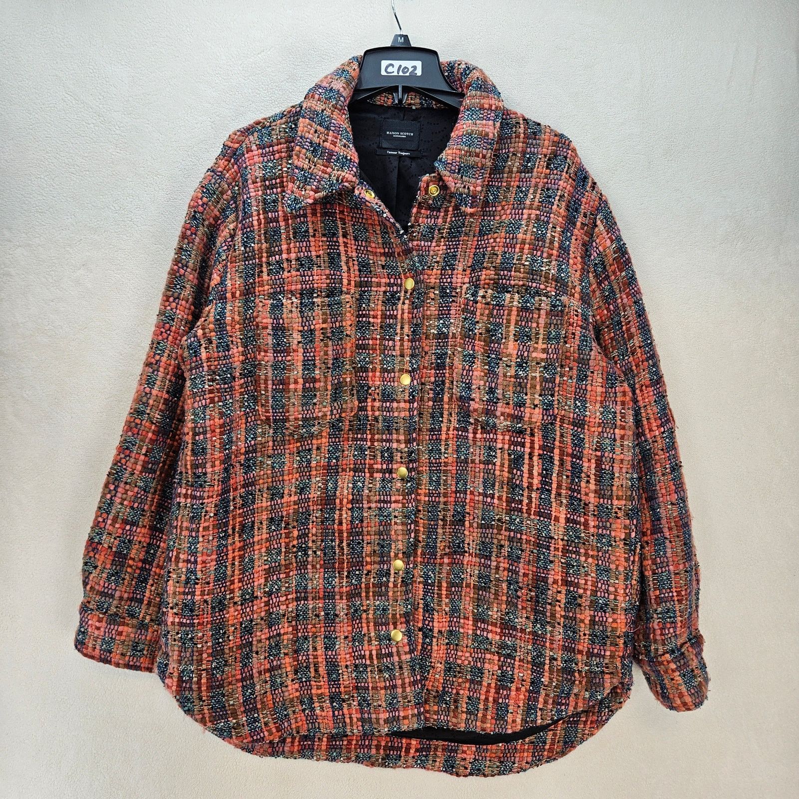Scotch & Soda SCOTCH & SODA WOMEN'S XL WOOL-BLEND TWEED SHIRT JACKET Size XL / US 12-14 / IT 48-50 - 1 Thumbnail