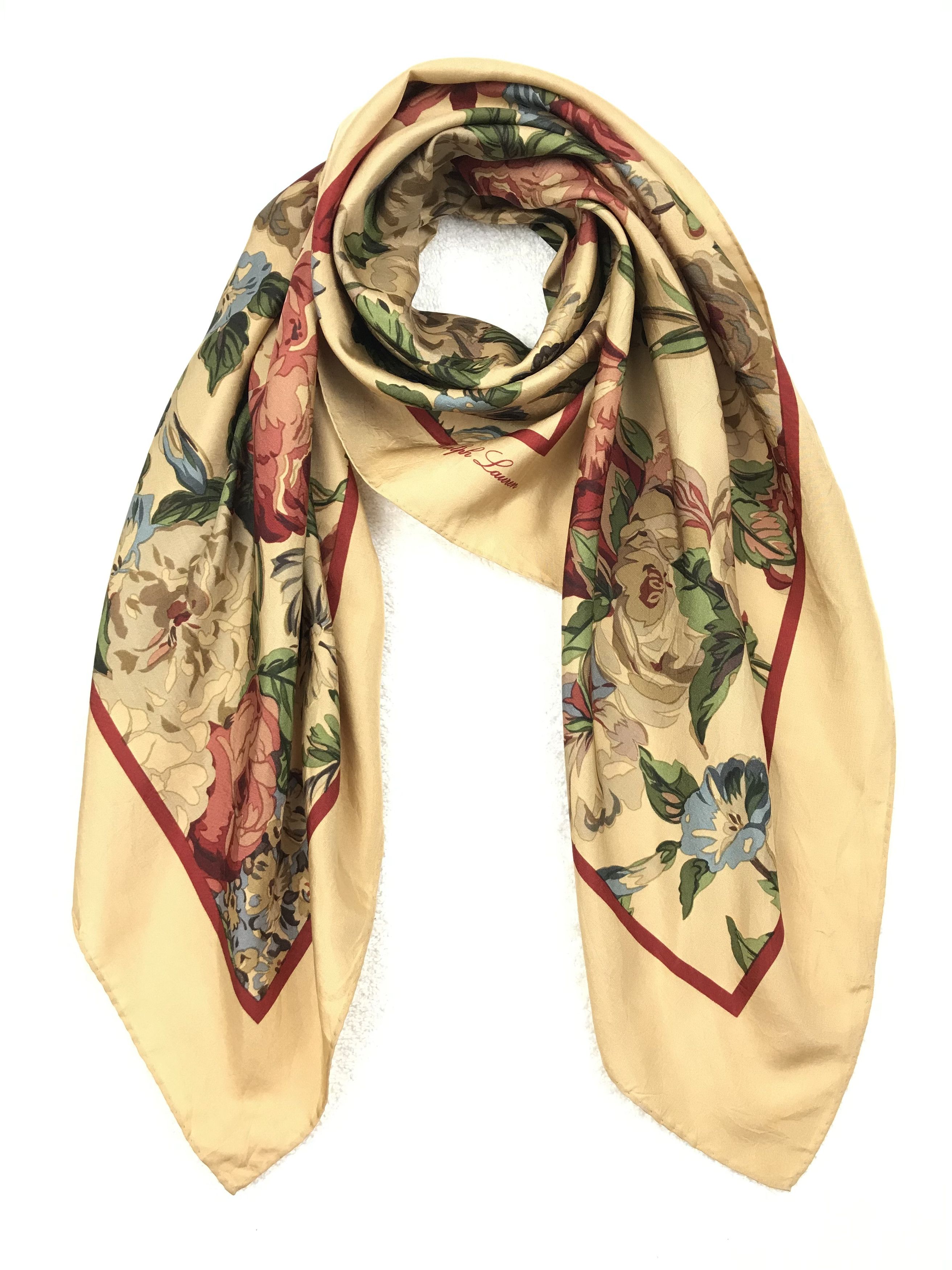 Ralph Lauren RL602 Vintage Ralph Lauren Silk Scarf Shawl Designer Scarf Size ONE SIZE - 6 Thumbnail