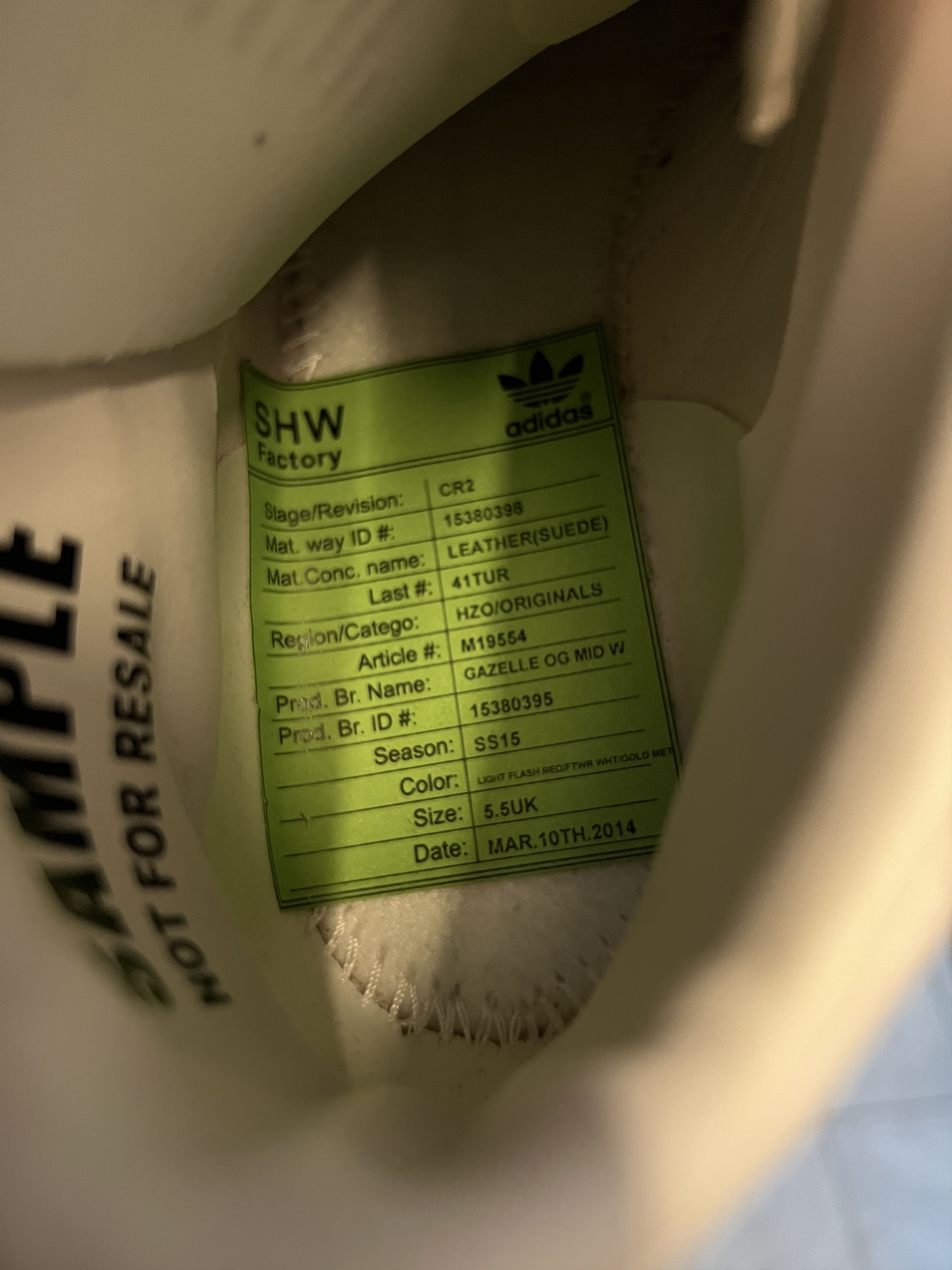 Adidas Adidas Gazelle OG Mid W Sample “Not For Resale” 2014 Size US 5.5 / IT 35.5 - 1 Thumbnail