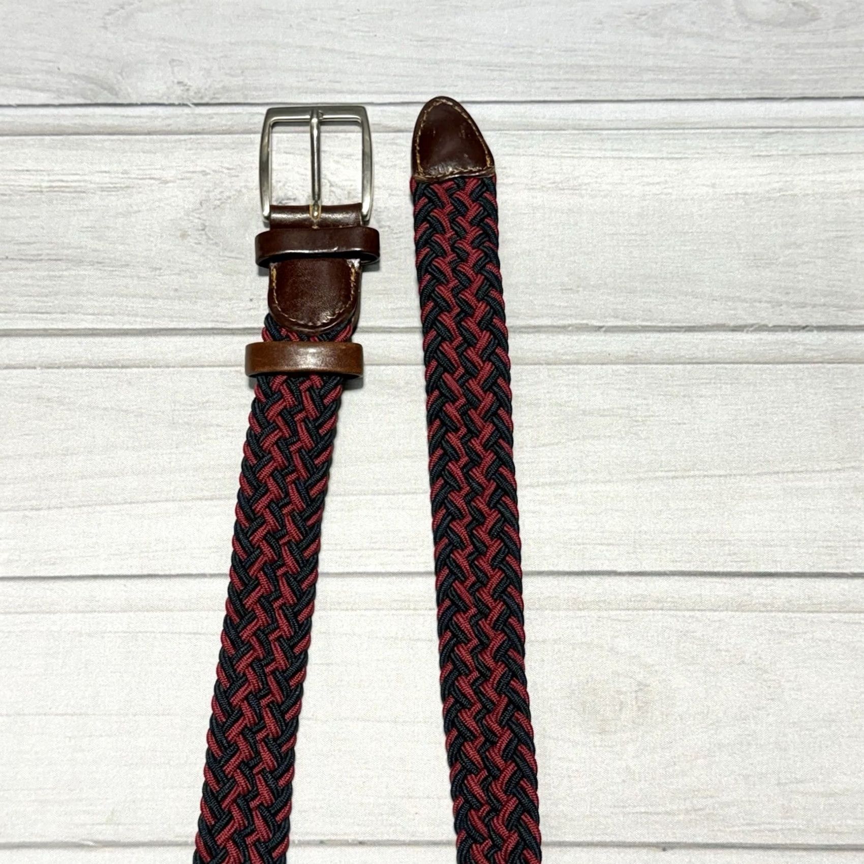 Sebago Sebago Belt Mens 44 Red Blue Braided Woven Leather USA Patriotic Multicolor Braided/Woven Belt Mens 44 USA Patrotic Sports Preppy Size 44 - 3 Thumbnail