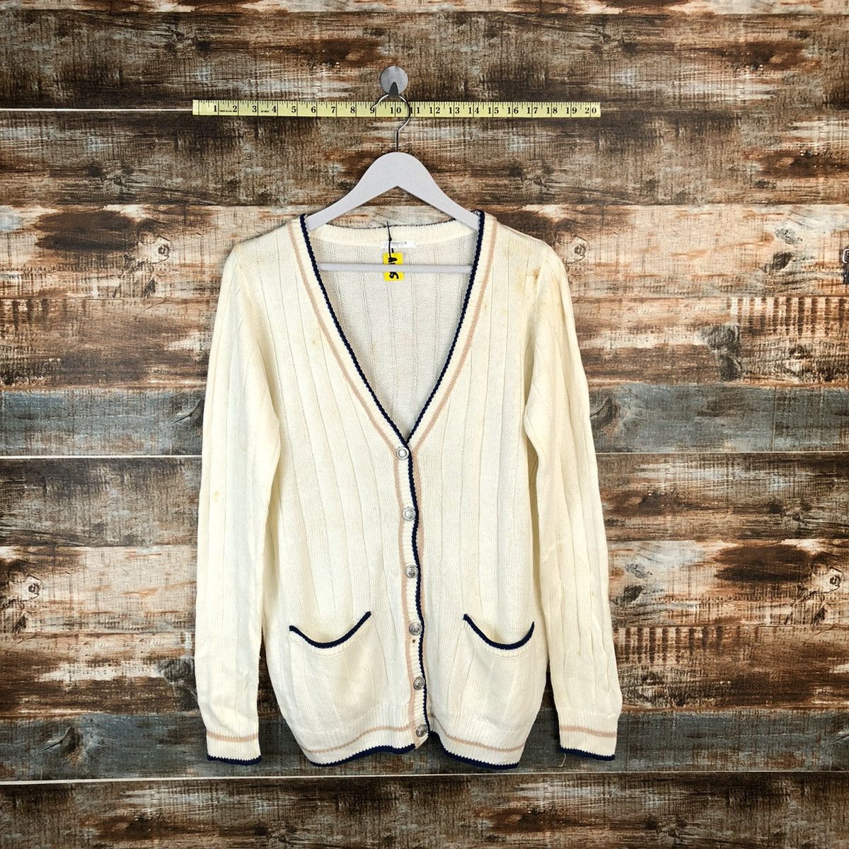 Japanese Brand Cinema Club White Cardigan Knitwear #A1625 Size US L / EU 52-54 / 3 - 1 Thumbnail