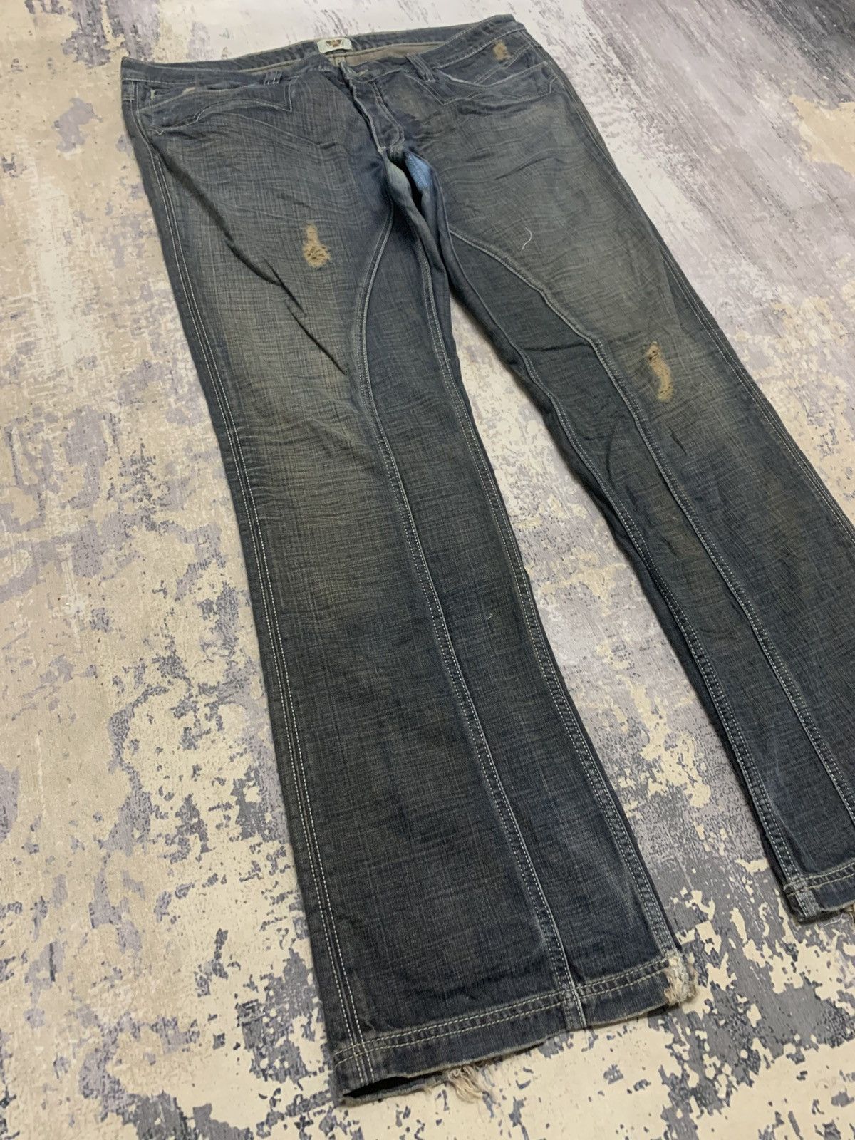 If Six Was Nine Vintage Antik Denim Ripped Mudwash Oversize Distress Denim Size US 41 - 4 Thumbnail