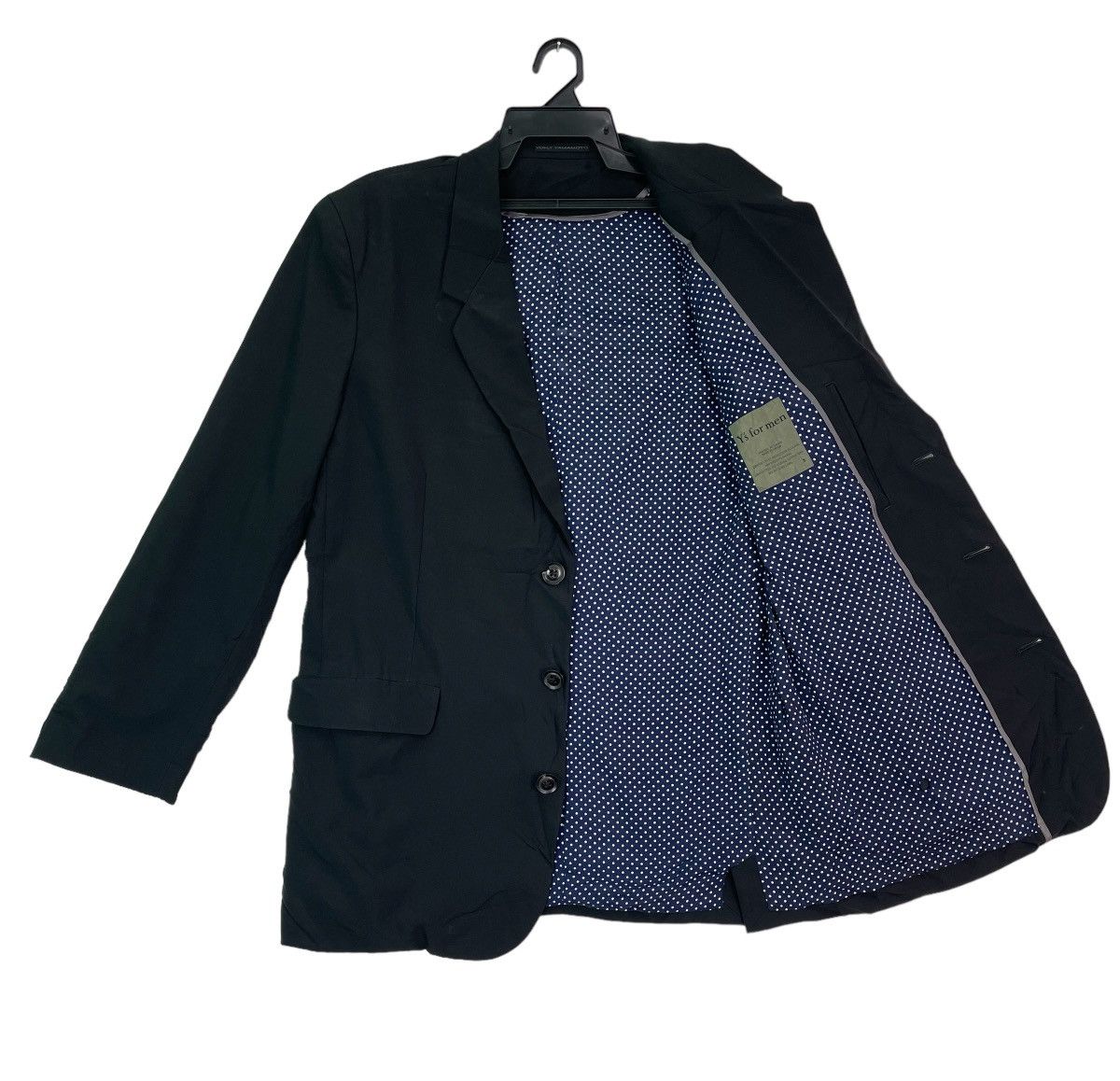 Yohji Yamamoto Y’s For Men polka dot rayon lined black wool blazer jacket Size US L / EU 52-54 / 3 - 1 Thumbnail