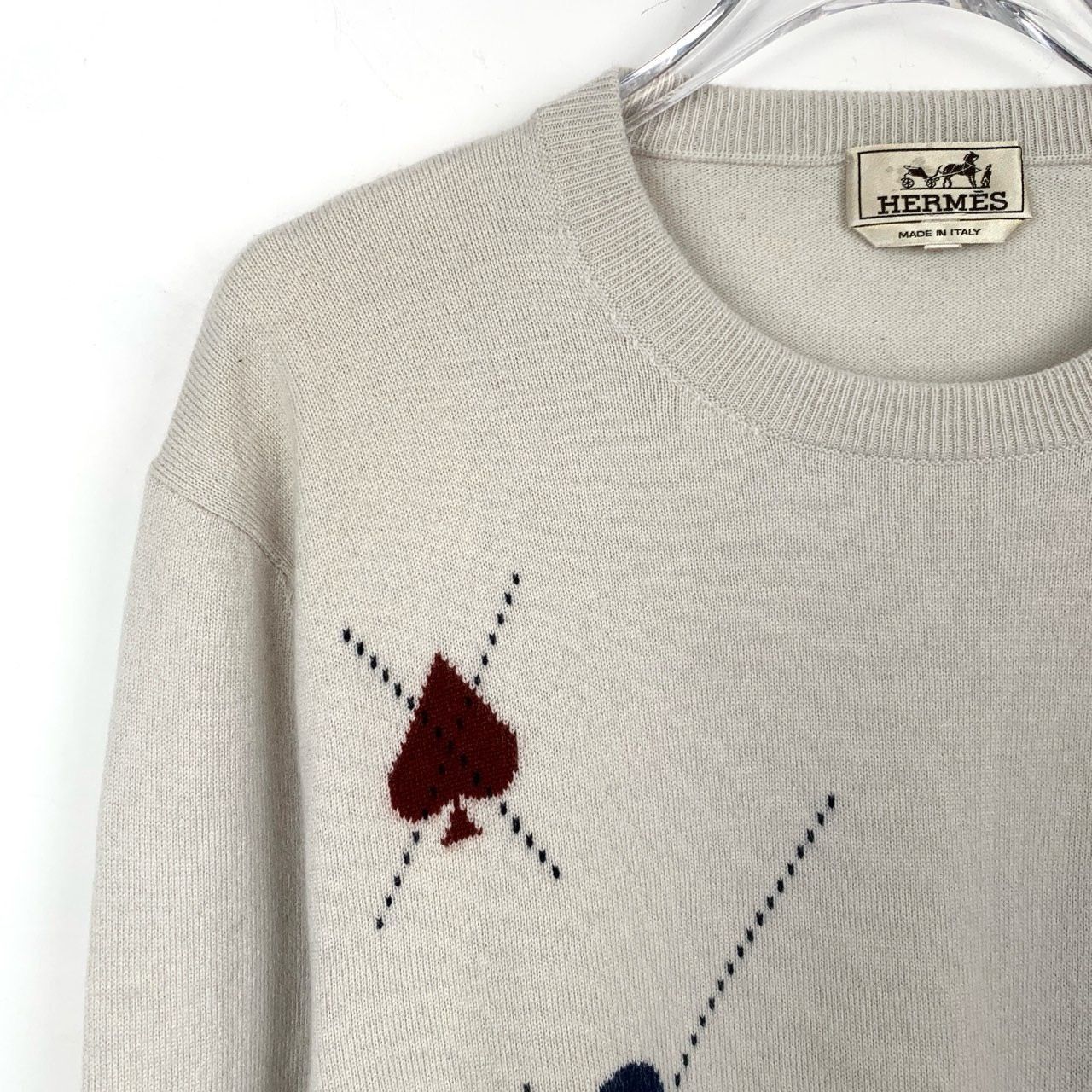 Hermes Hermès Cashmere Sweater Playing Card Design Beige & Multicol Size US XL / EU 56 / 4 - 3 Thumbnail