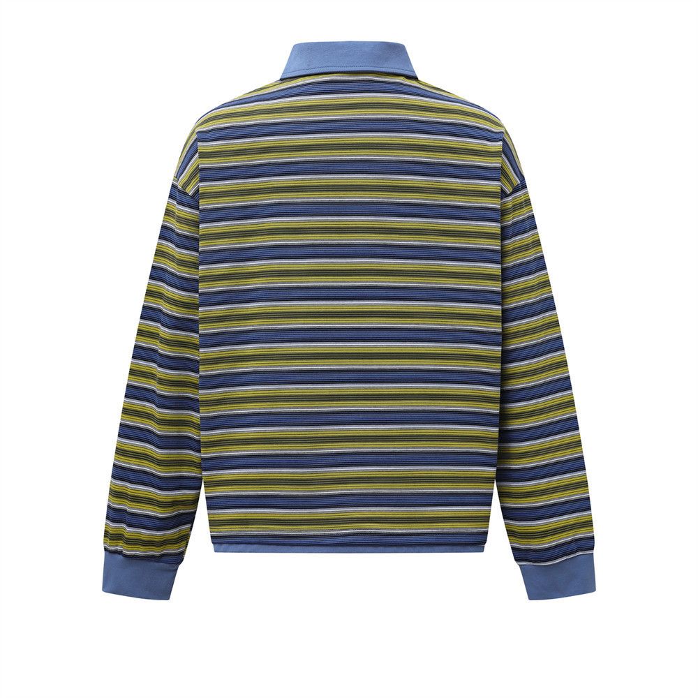 Vintage Men's retro striped lapel long-sleeved T-shirt Size US M / EU 48-50 / 2 - 2 Thumbnail