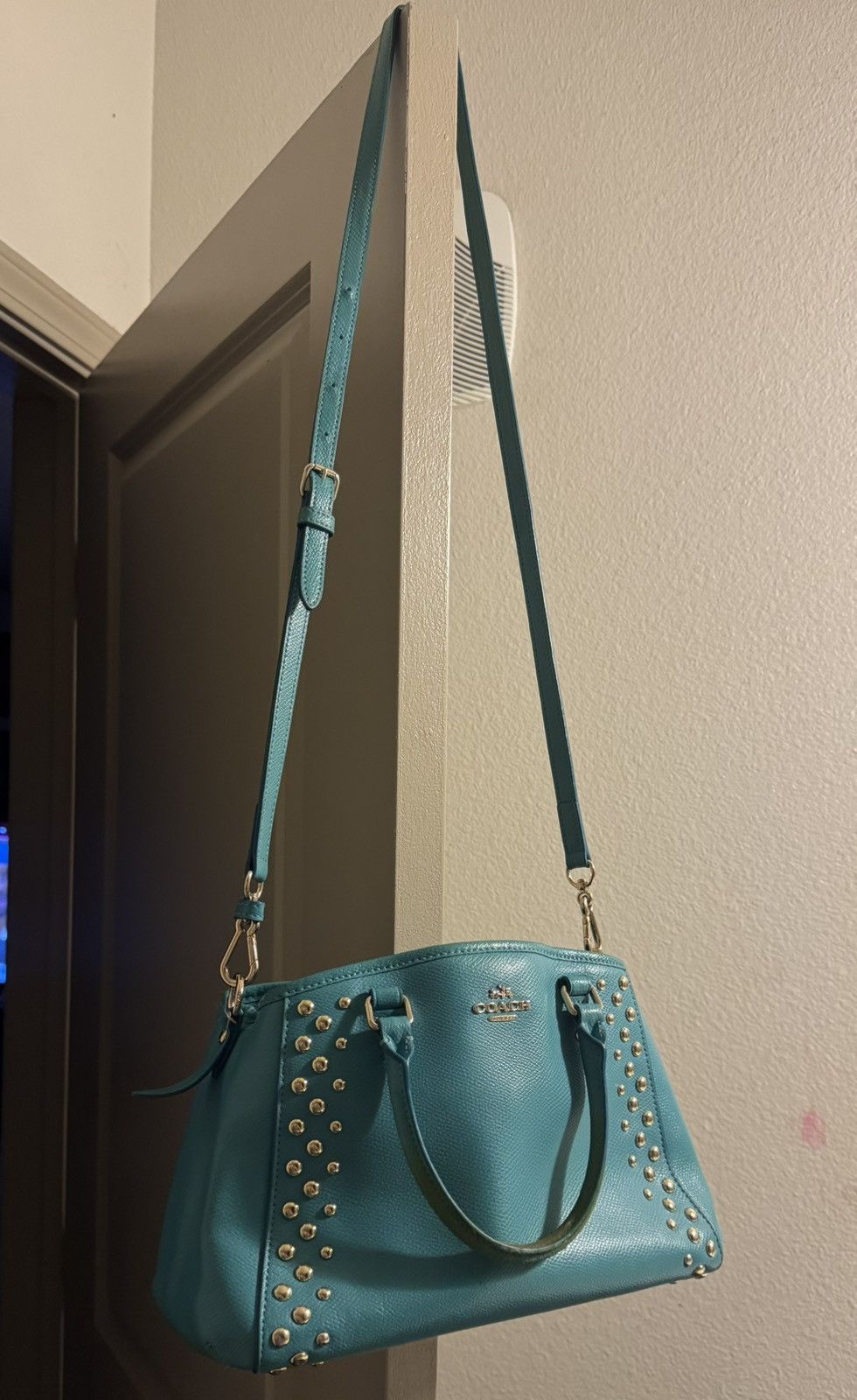 Coach COACH Margot Carryall Studded Turquoise Leather Bag Size ONE SIZE - 5 Thumbnail