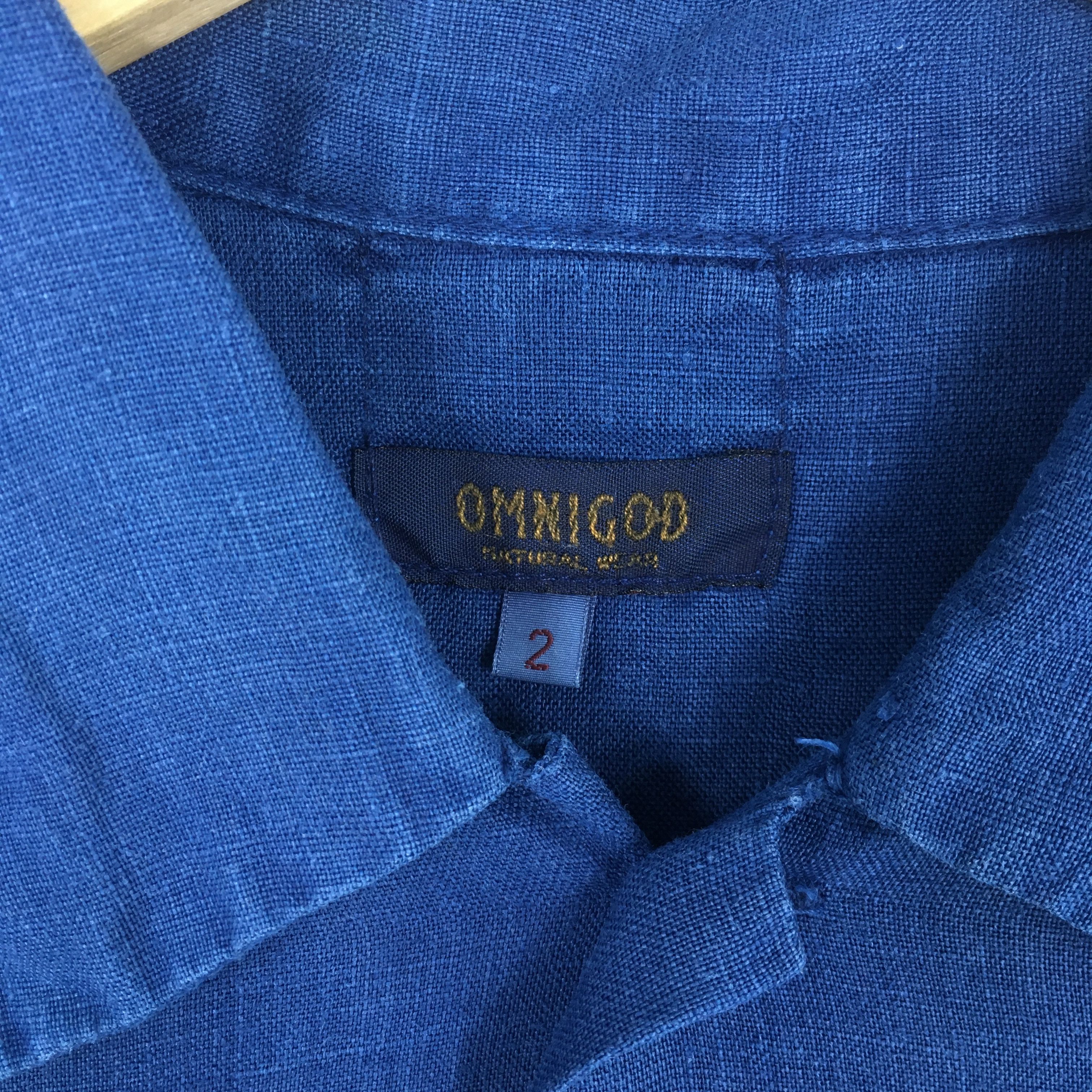 OMNIGOD Vintage 90s Omnigod Japan Blue Indigo Linen Shirt Medium Size US M / EU 48-50 / 2 - 4 Thumbnail