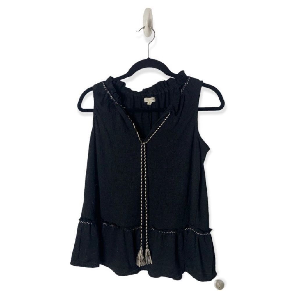 Other Max Studio Flowy Ruffle Tank Top | Size S | Black Tassel Det Size S / US 4 / IT 40 - 2 Thumbnail