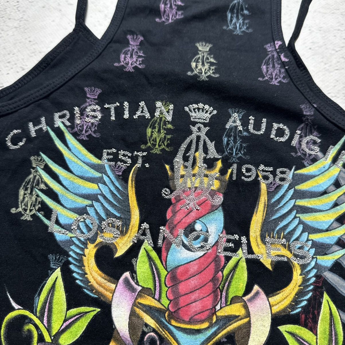 Ed Hardy vintage christian audigier t shirt with flowers and knife Size S / US 4 / IT 40 - 8 Thumbnail