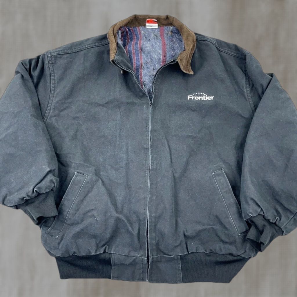 Vintage VINTAGE Union Line Jacket Men 2XL Gray Canvas Bomber Lined Hooded Stand-Up Collar Workwear Casual Mens Size US XXL / EU 58 / 5 - 1 Thumbnail