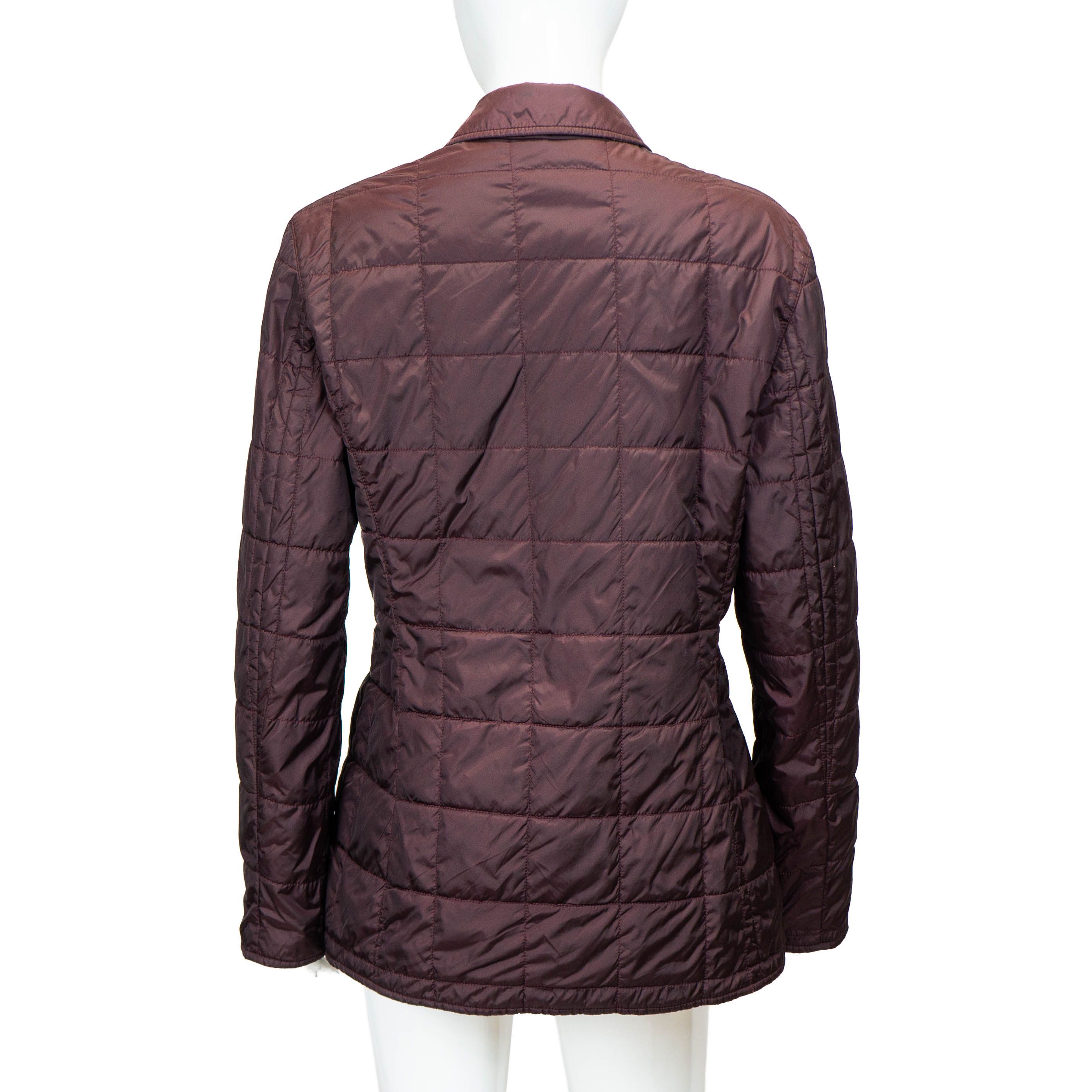Burberry BURBERRY Check Women Quilted Jacket Burgundy Vintage 90s 00s Size S / US 4 / IT 40 - 2 Thumbnail