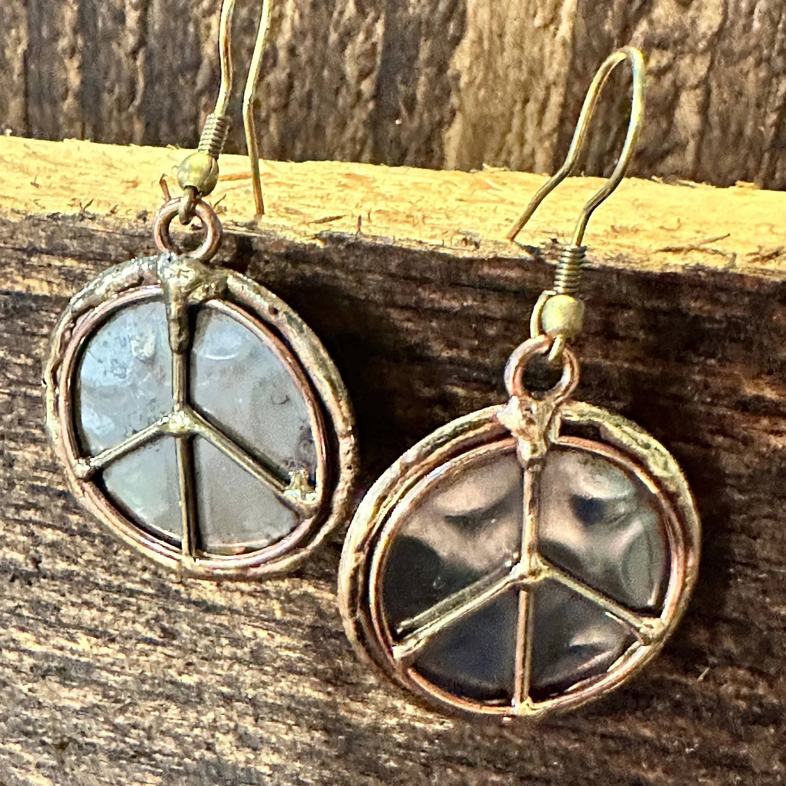 Other Handmade Artesian Hippie Silver & Copper Peace Sign Drop Wir Size ONE SIZE - 5 Thumbnail