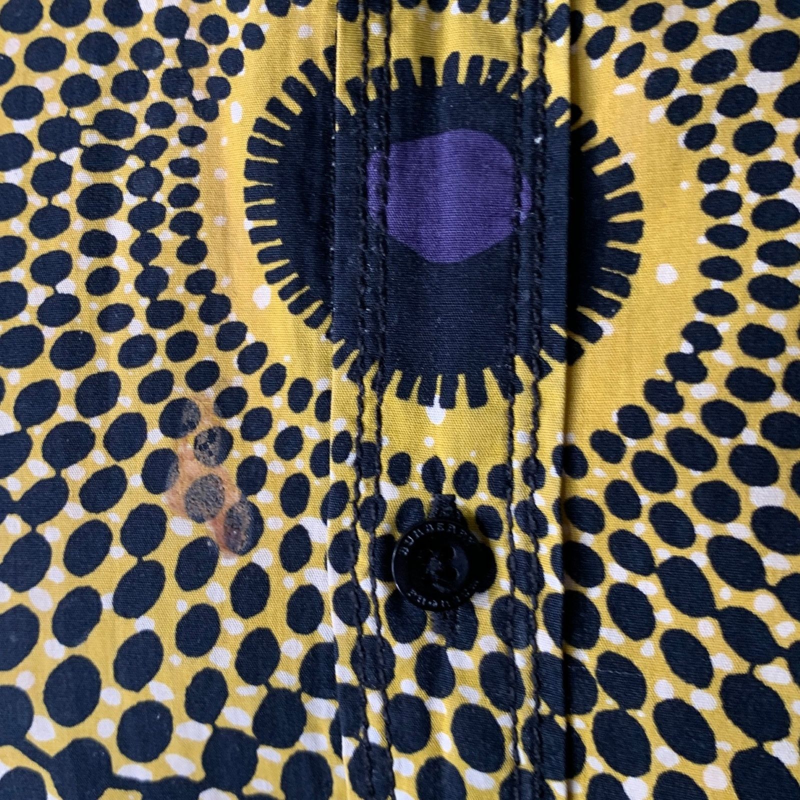 Burberry BURBERRY Size XS Gold Black Ankara Cotton Long Sleeve Shirt Size US XS / EU 42 / 0 - 5 Thumbnail