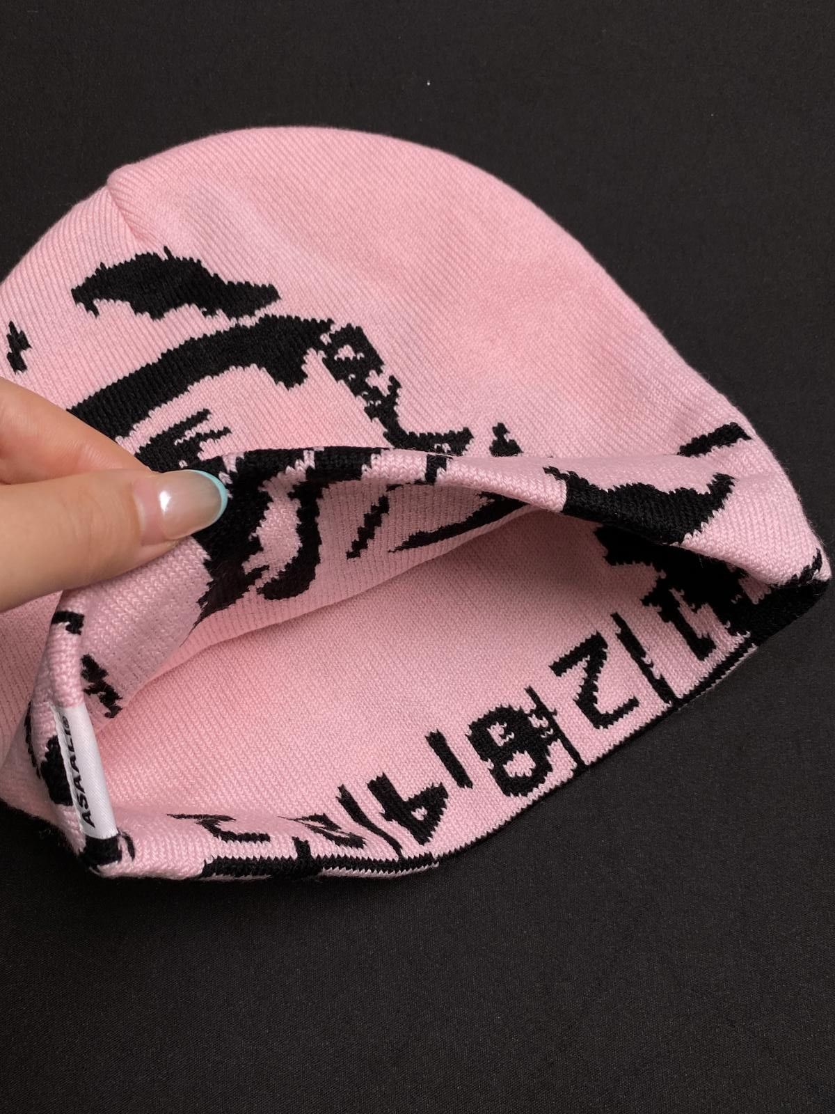 Asaali Rare Asaali Cartel Skully No Cuff Knit Pink Beanie Hats OS Size ONE SIZE - 8 Thumbnail