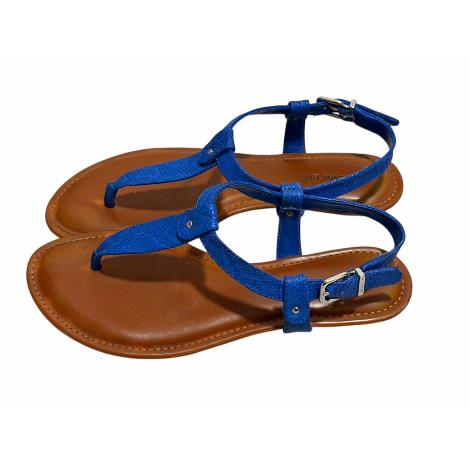 Other Gianni Bini Blue Open Toe Buckle Closure T-Strap Sandals Size US 9.5 / IT 39.5 - 1 Thumbnail