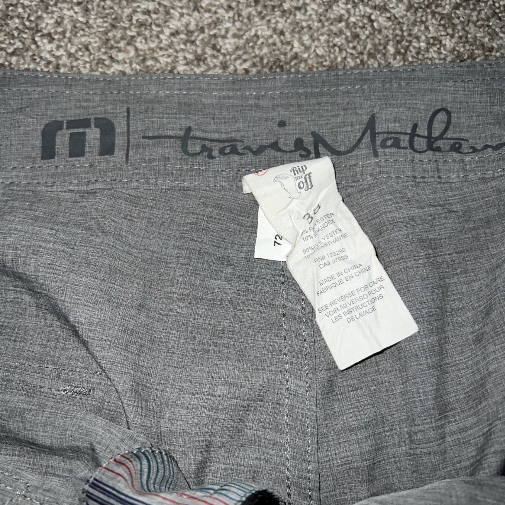 TravisMathew Travis Mathew Gray Striped Board Shorts Mens Size 38 Size US 38 / EU 54 - 3 Thumbnail