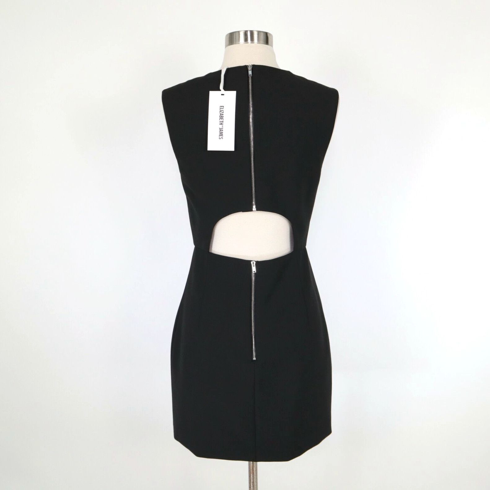 image of Elizabeth And James Mini Dress 6 New Black Cut-Out Zipper Stretch Mckay $365 in White, Women's (Siz