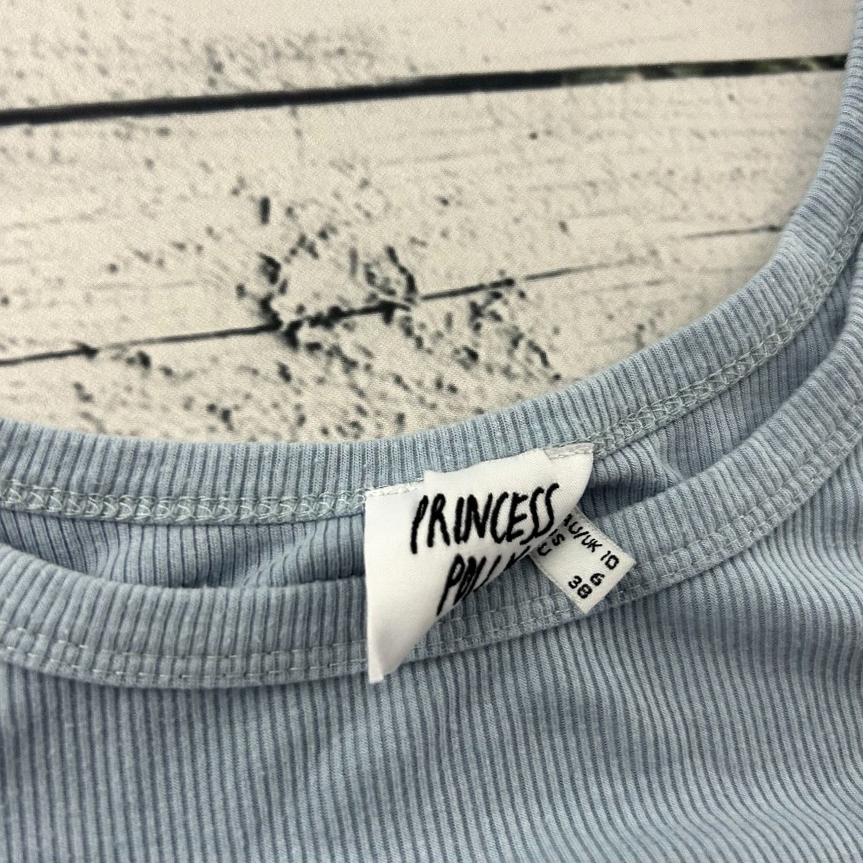 PRINCESS POLLY Princess Polly Tank Top Sleeveless Ribbed Side Tie Cropped Women's 6 Blue Shirt Cropped Tank Blue Princess Polly Womens 6 XS? Size M / US 6-8 / IT 42-44 - 4 Thumbnail