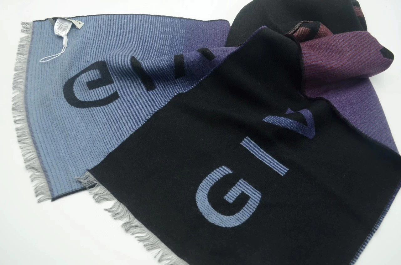 Givenchy Givenchy Double Sided Black White Gradient Wool Silk Scarf Size ONE SIZE - 1 Thumbnail
