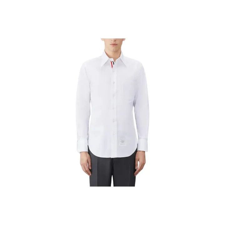 Thom Browne Thom Browne White Satin Oxford Long Sleeve Shirt -2507 Size US S / EU 44-46 / 1 - 1 Thumbnail
