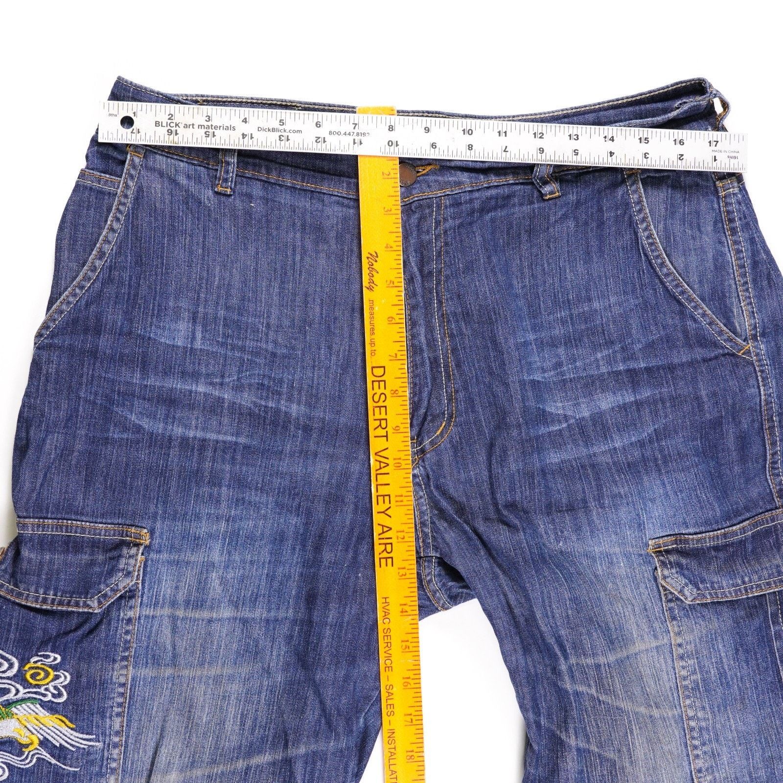 Other Engerhwa Phoenix Denim Jeans Straight Wide Cargo Shorts 32 Size US 32 / EU 48 - 2 Thumbnail