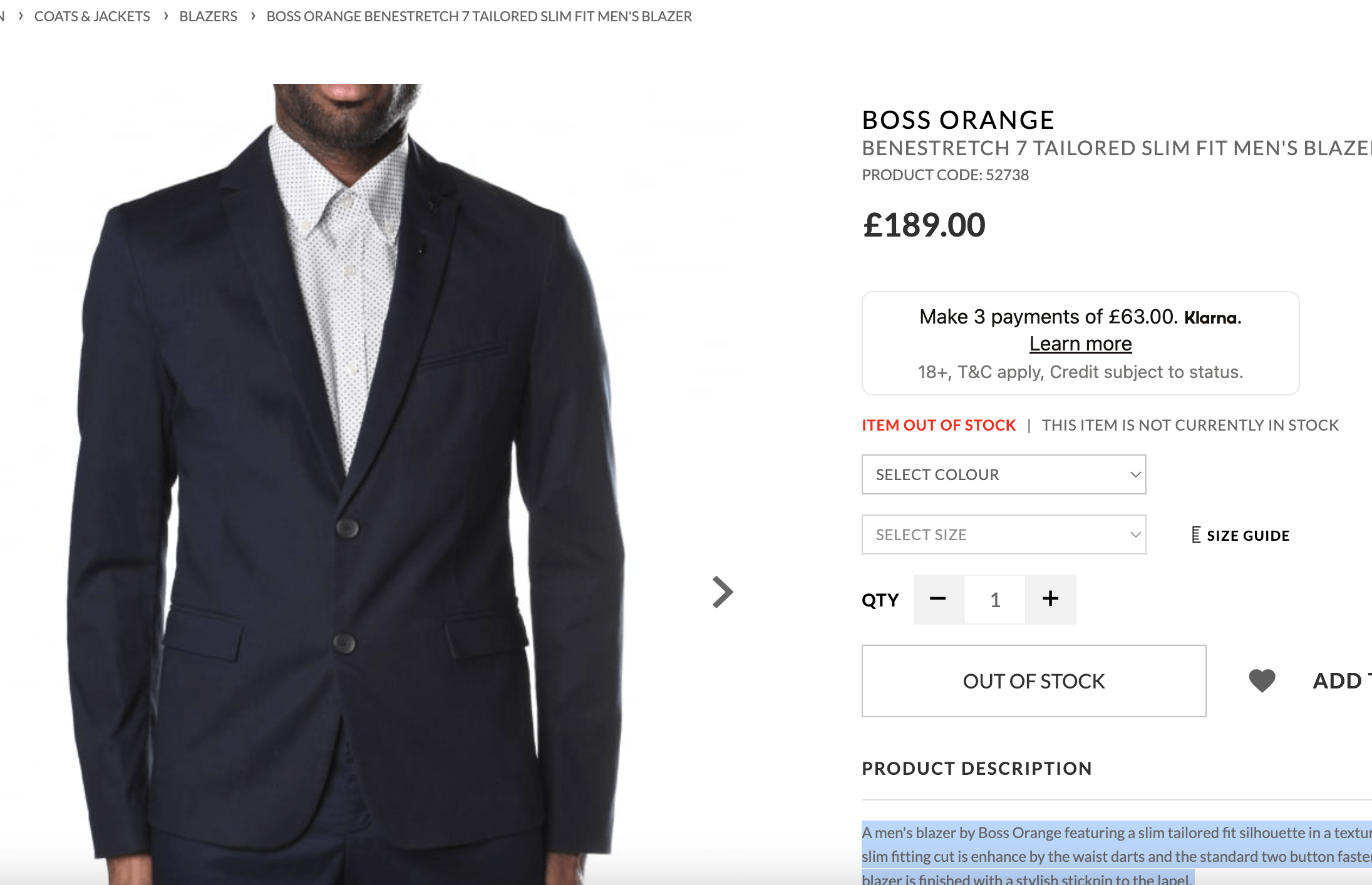 Designer × Hugo Boss Hugo Boss Orange Tailored Slim Fit Men's Blazer Jacket Size US S / EU 44-46 / 1 - 4 Thumbnail