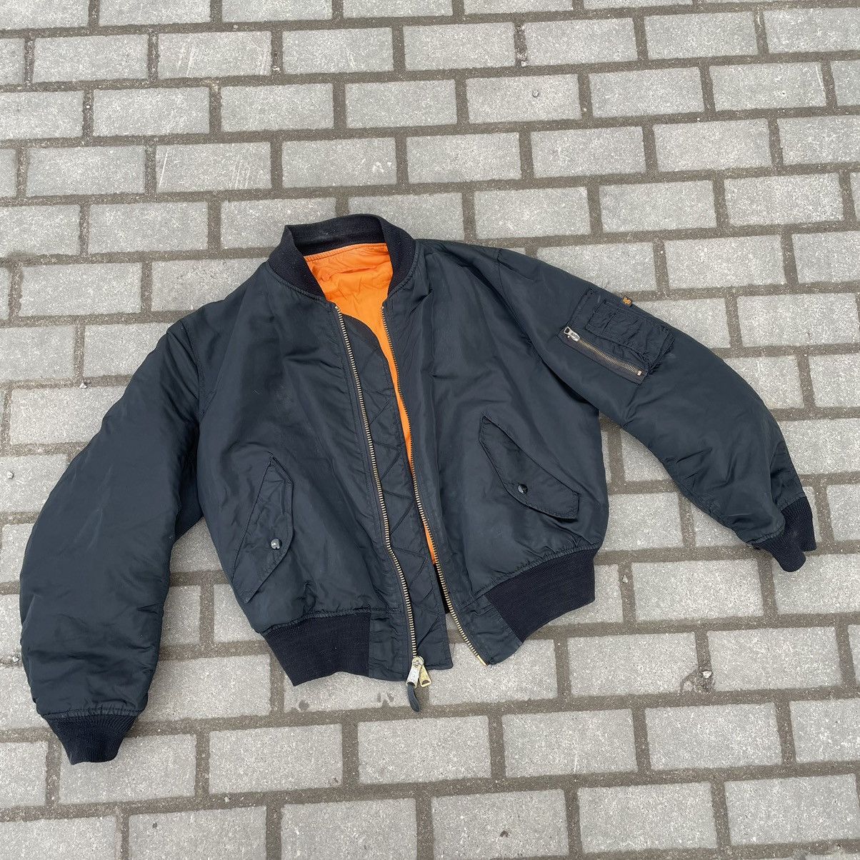 image of 90's Alpha Industries Distressed Bomber Ma-1 Y2K in Black, Men's (Size XL)