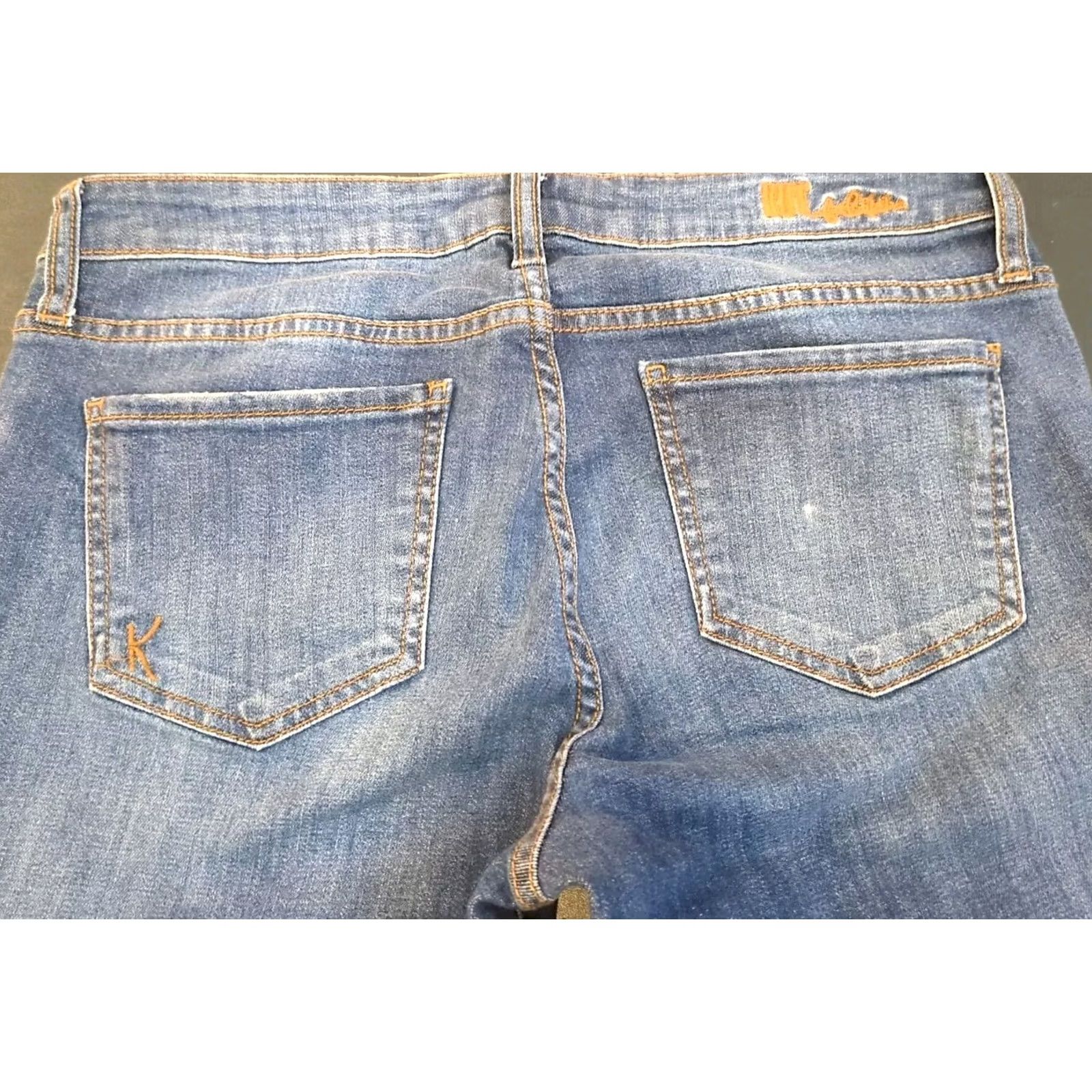 Vintage KUT from the Kloth Jeans SIZE 10 Stretch Distressed Women's Skinny Denim Blue Regular Cotton Blend Zip Size 32" / US 10 / IT 46 - 6 Thumbnail