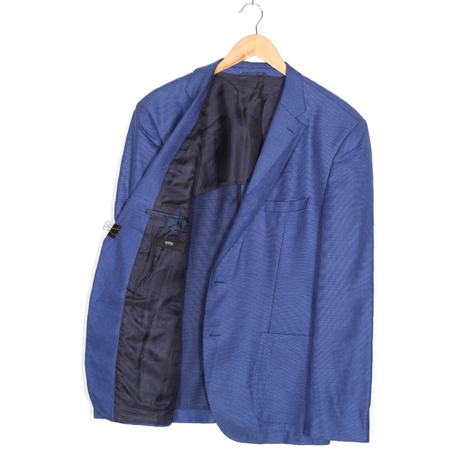 Hugo Boss HUGO BOSS Janson3 Blazer Jacket Men 54 Silk Wool Blue Button Formal Casual MJ6265 Size 54R - 2 Thumbnail