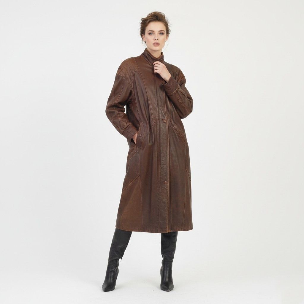 Vintage Mokka Nappa Finland Women 40 L Coat Brown 0185Leather Size L / US 10 / IT 46 - 1 Thumbnail