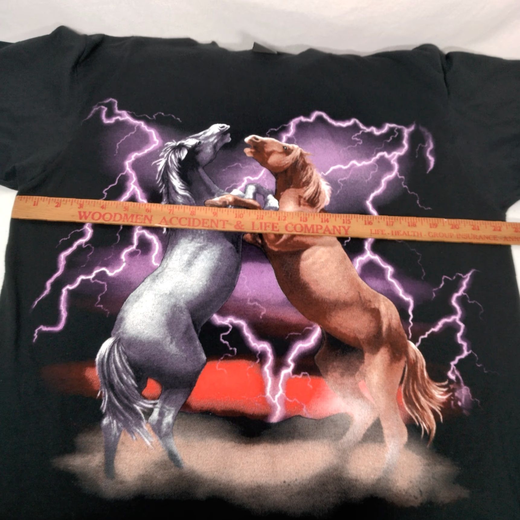 Vintage VINTAGE 3D Emblem T-Shirt Men XL Black Graphic Horse Fight USA Made Short Sleeve Crew Neck Cotton Knit Regular Size US XL / EU 56 / 4 - 3 Thumbnail