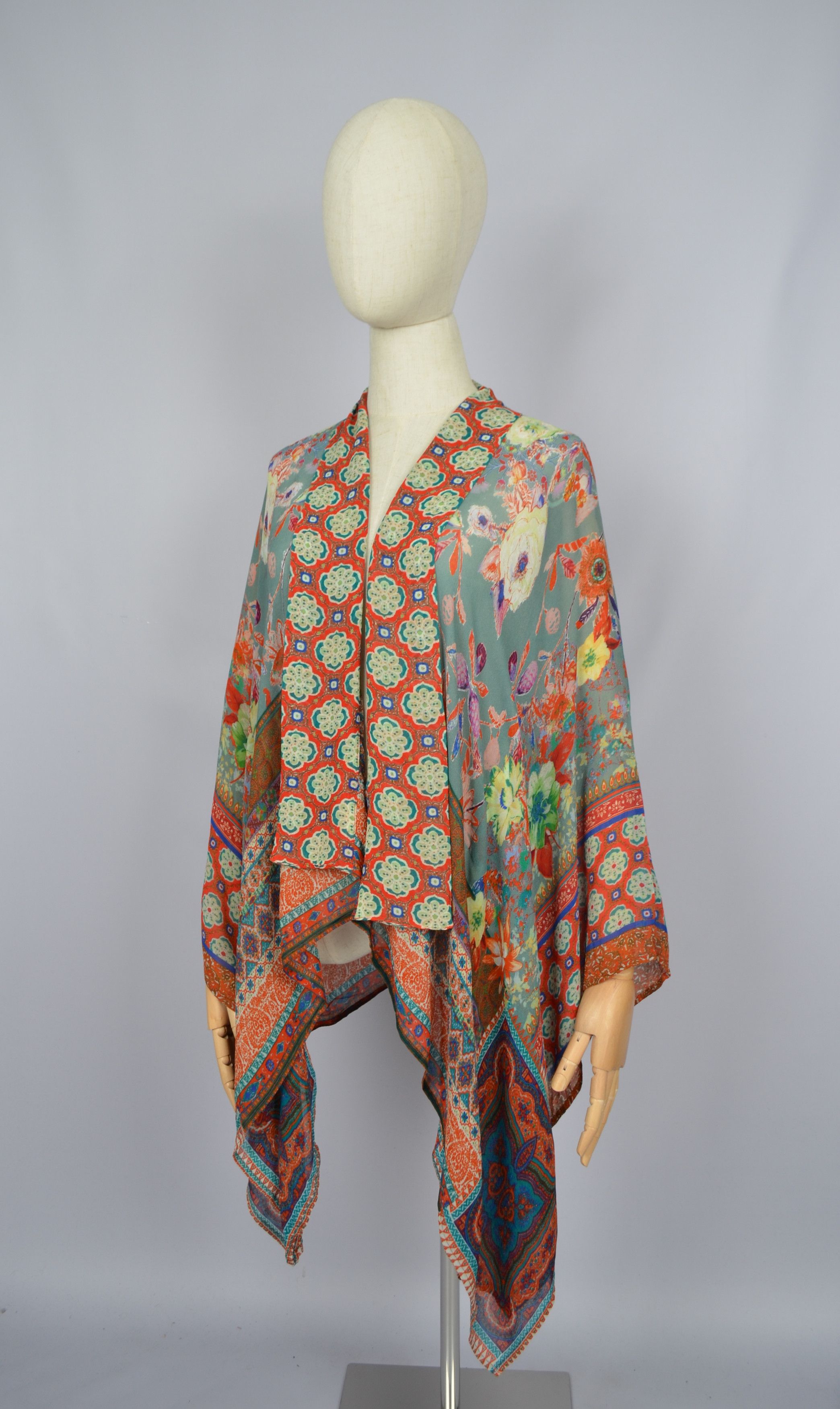 Anthropologie × Designer Anthropologie Vismaya Floral Boho Kimono Peasant Gypsy OS Size ONE SIZE - 2 Thumbnail