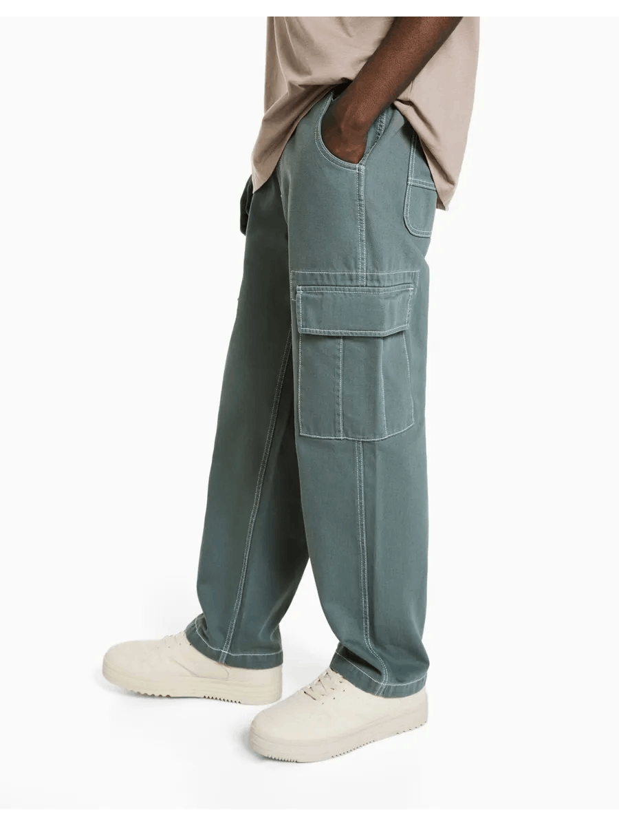 Bershka Men's Bershka Denim Wide Cargo Pants Sz30 Size US 30 / EU 46 - 7 Thumbnail