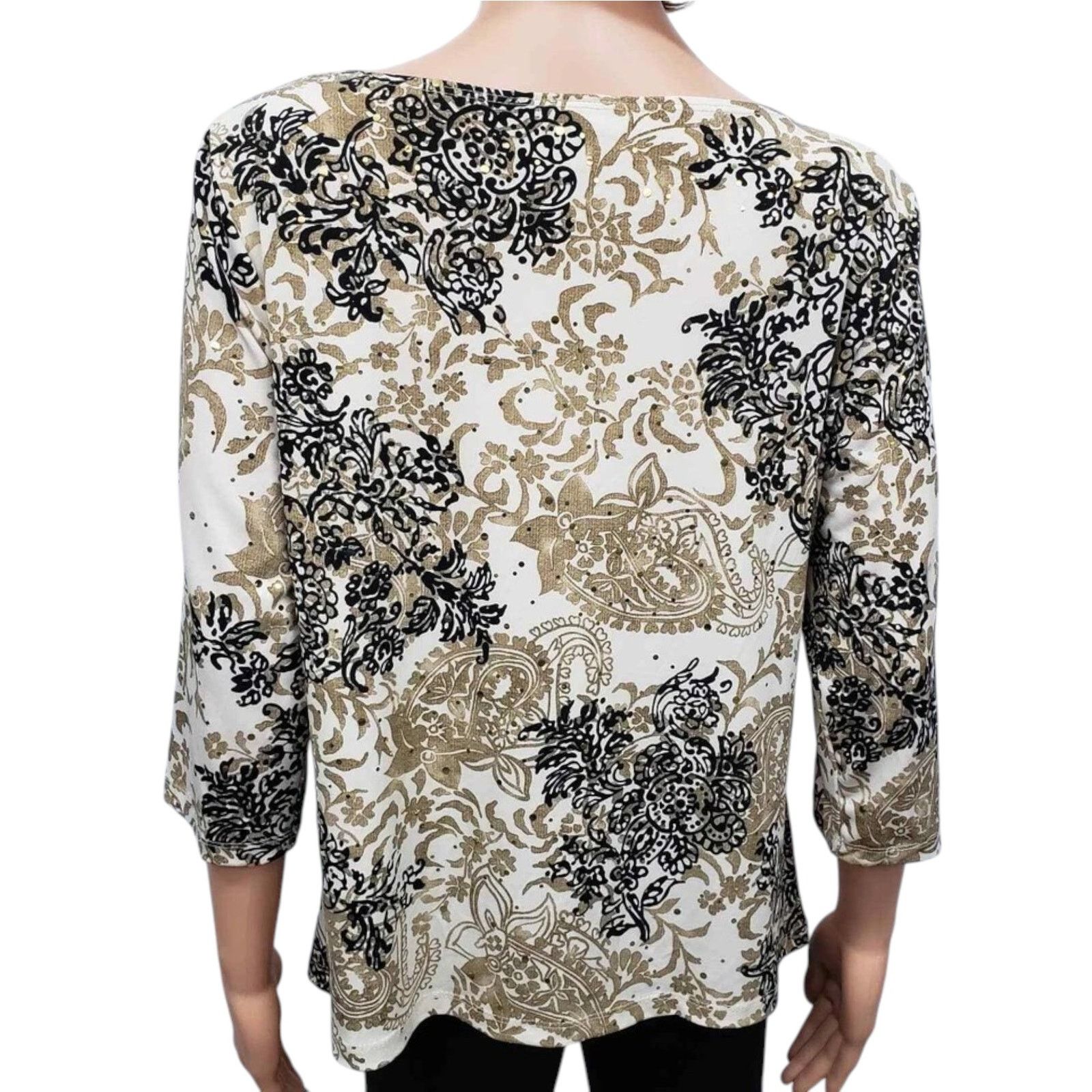Vintage AGB Draped Neck w Necklace Attached Top Gold Sparkle L Size L / US 10 / IT 46 - 7 Thumbnail