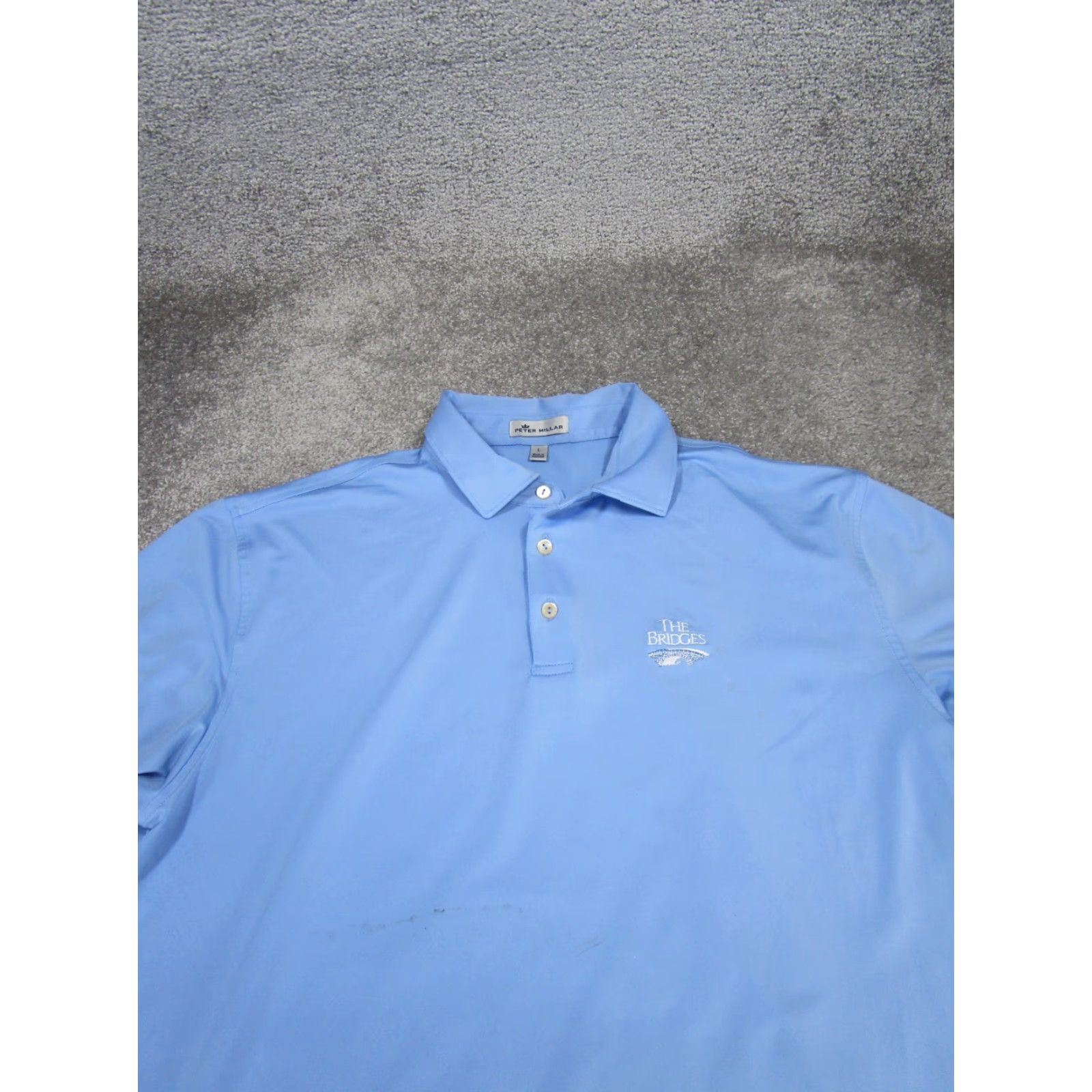 Peter Millar Peter Millar Polo Shirt Mens L Short Sleeve Blue Stretch Golf - Stain Size US L / EU 52-54 / 3 - 2 Thumbnail