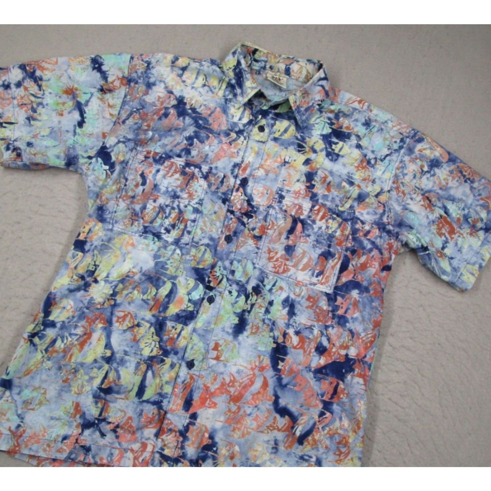 Vintage Rum Reggae Mens Large Blue Short Sleeve Button Up Tropical Fish Hawaiian Shirt Size US L / EU 52-54 / 3 - 2 Thumbnail