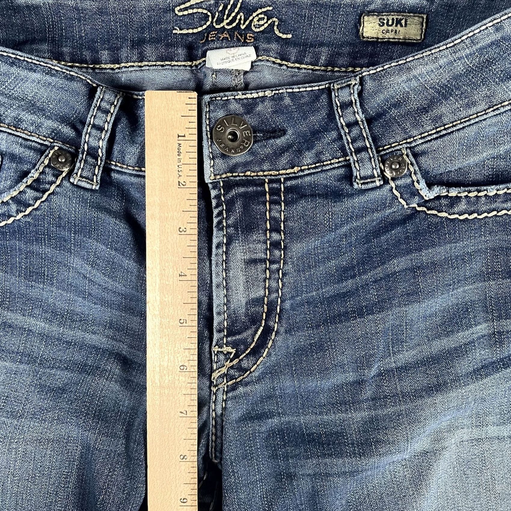 Vintage Silver Jeans Suki Capri - Womens - Mid Rise - Blue - 27in - Zip Size 27" / US 4 / IT 40 - 7 Thumbnail