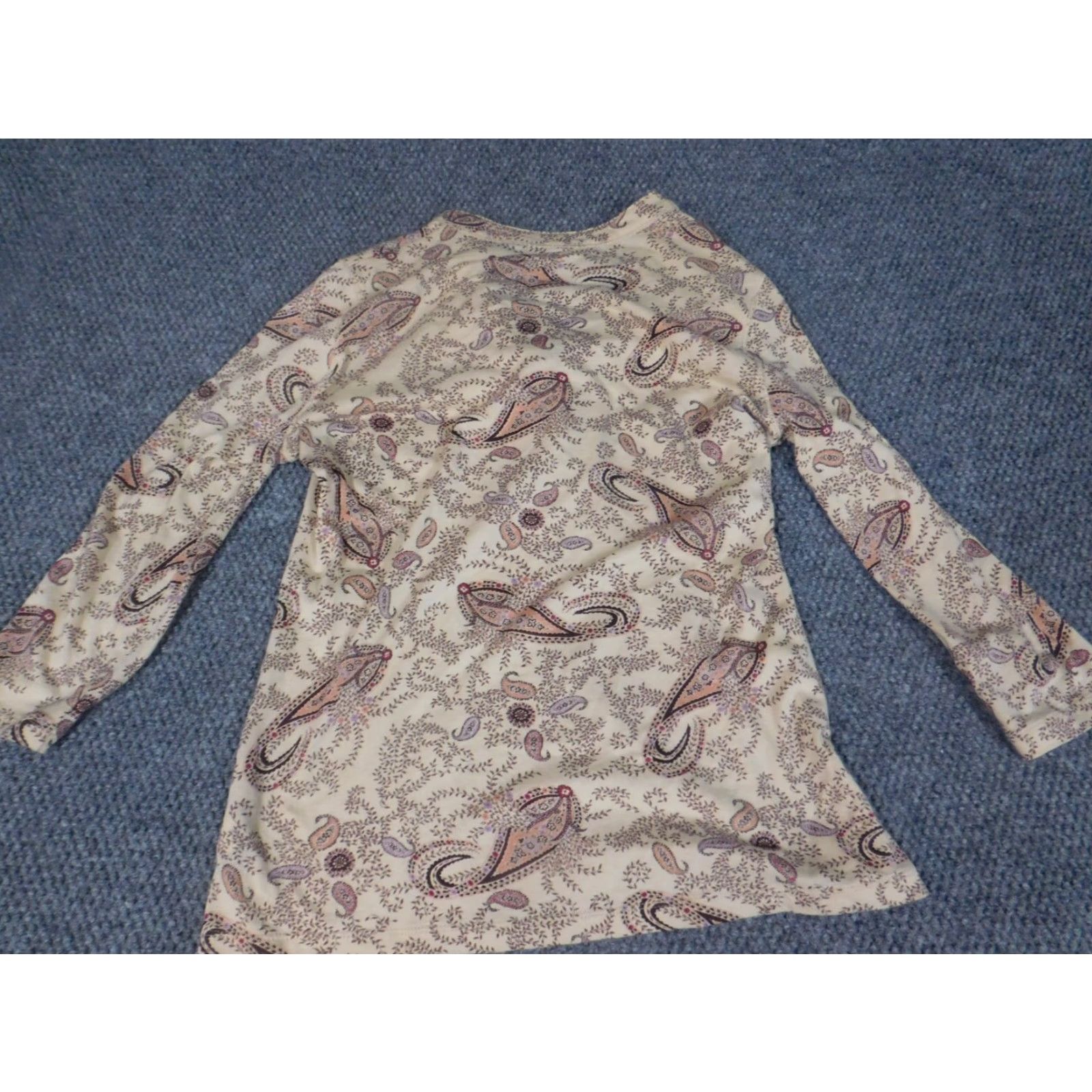 Chaps Chaps Blouse Women's Medium Beige Floral Stretch Top Crew Neck Pullover Casual Button Size M / US 6-8 / IT 42-44 - 6 Thumbnail