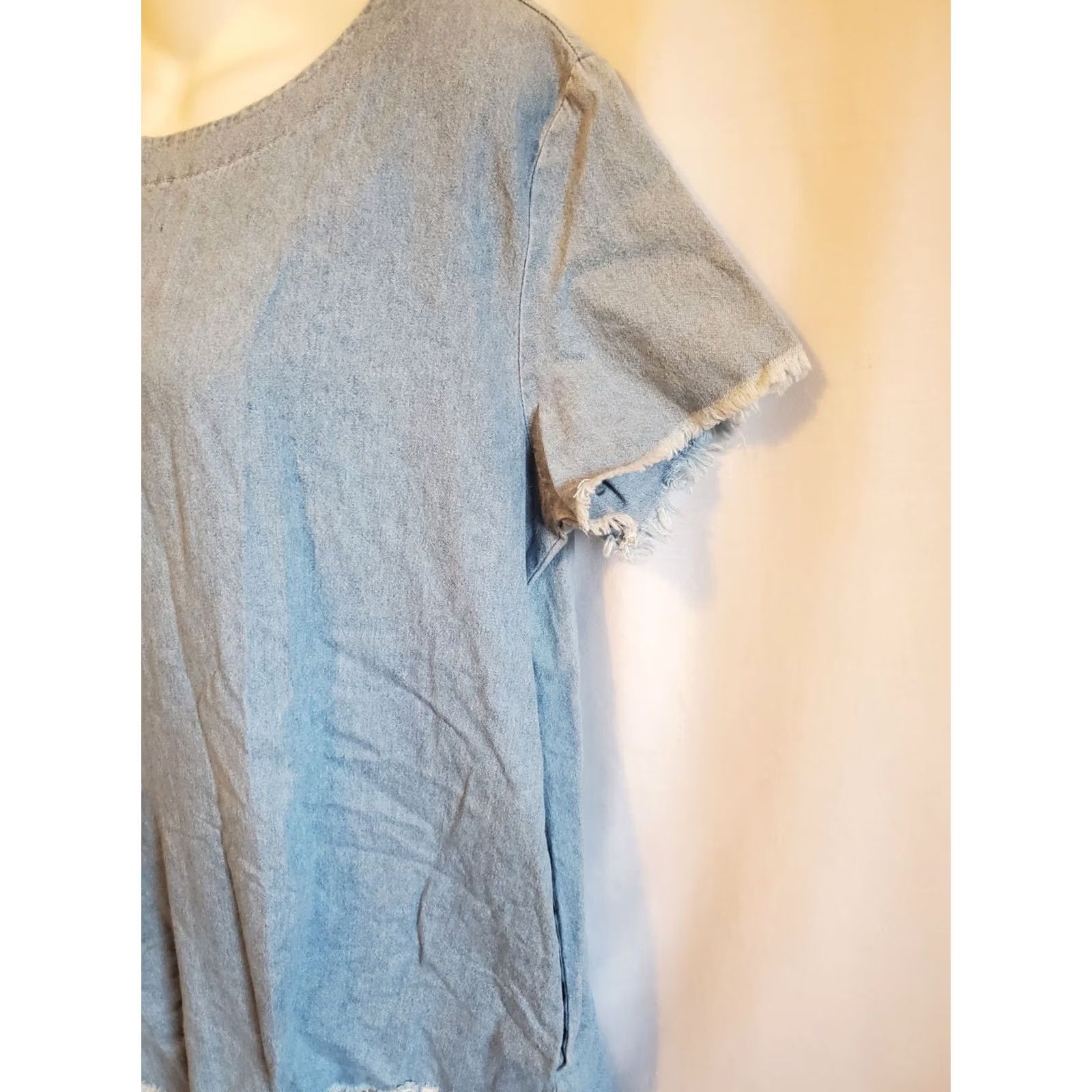 Fashion Nova Fashion Nova Women Dress XL Blue Cotton Short Sleeve Shift Mini Denim Size 40" / US 18 - 3 Thumbnail