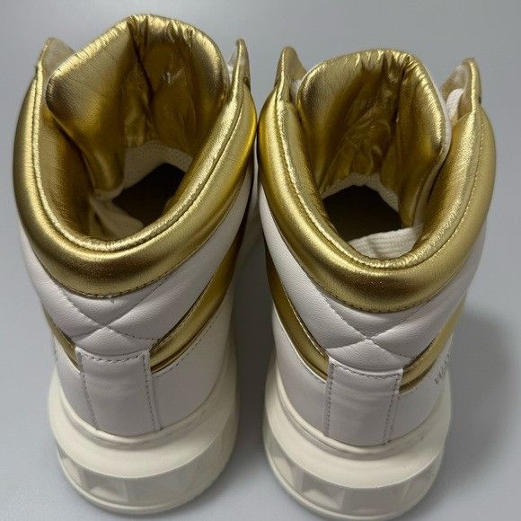 Valentino Valentino Garavani Roman Stud High-Top Sneakers White Gold M Size US 8 / EU 41 - 4 Thumbnail
