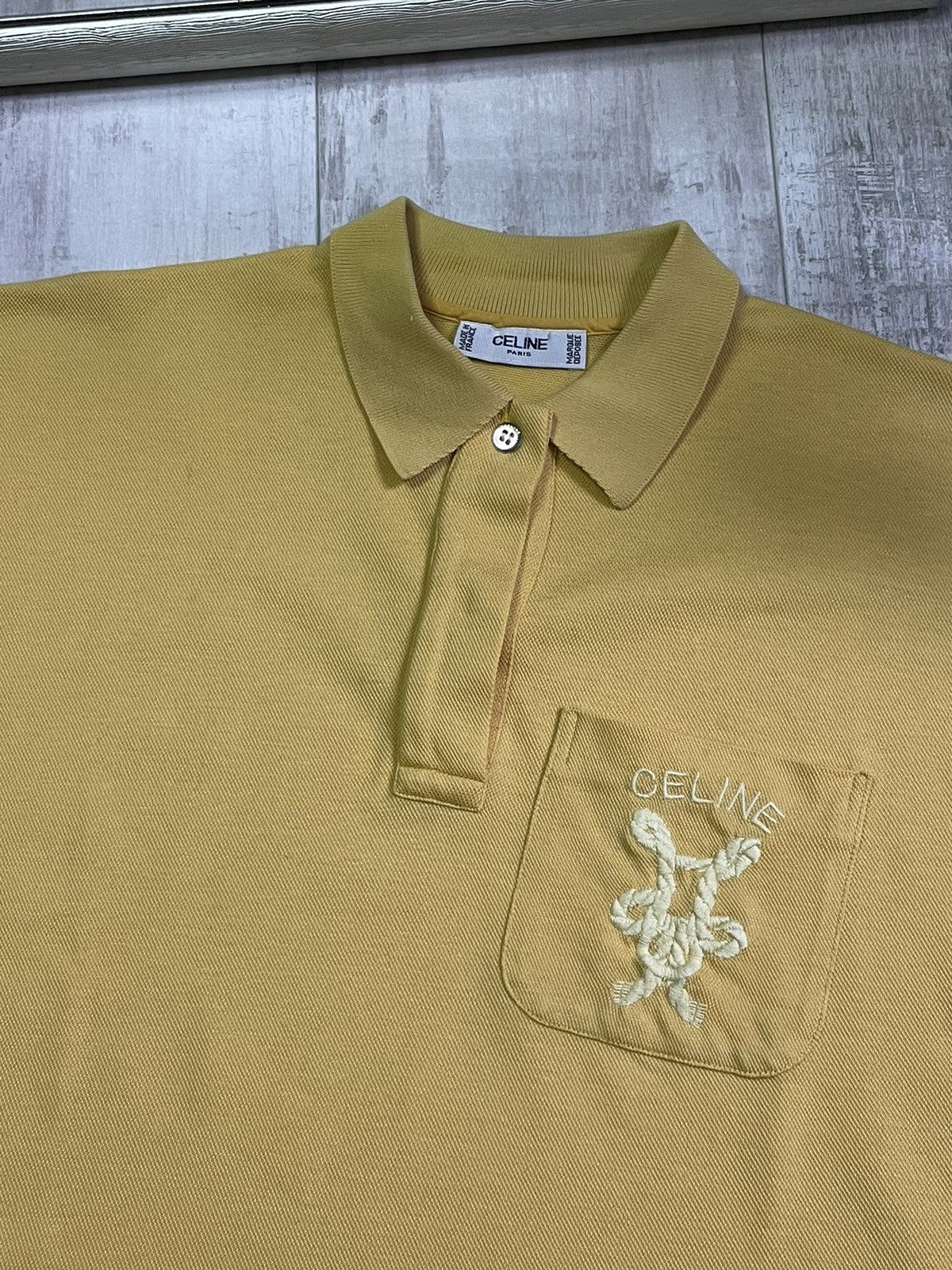 Celine Vintage Celine Yellow Polo T-Shirt Pocket Logo Size US M / EU 48-50 / 2 - 3 Thumbnail