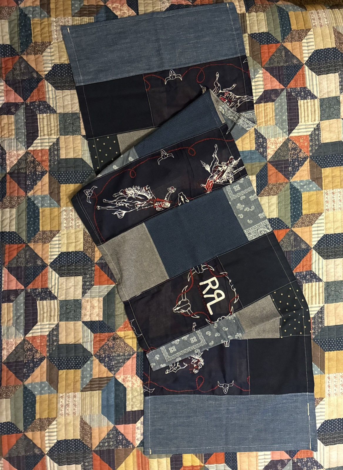 RRL Ralph Lauren CUSTOM RRL/ RL PATCHWORK SCARF (100% UPCYCLED RRL FABRICS) Size ONE SIZE - 5 Thumbnail