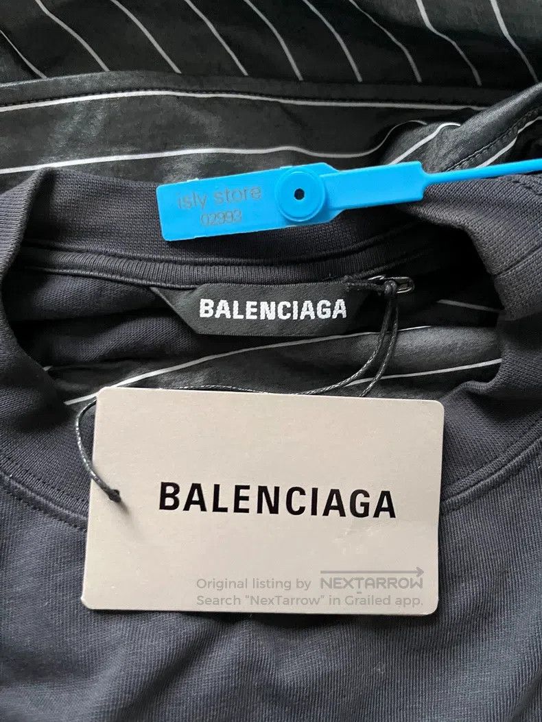 Balenciaga Balenciaga Striped Faux Two-Piece Button-Up Long Sleeve Sh Size US L / EU 52-54 / 3 - 5 Thumbnail