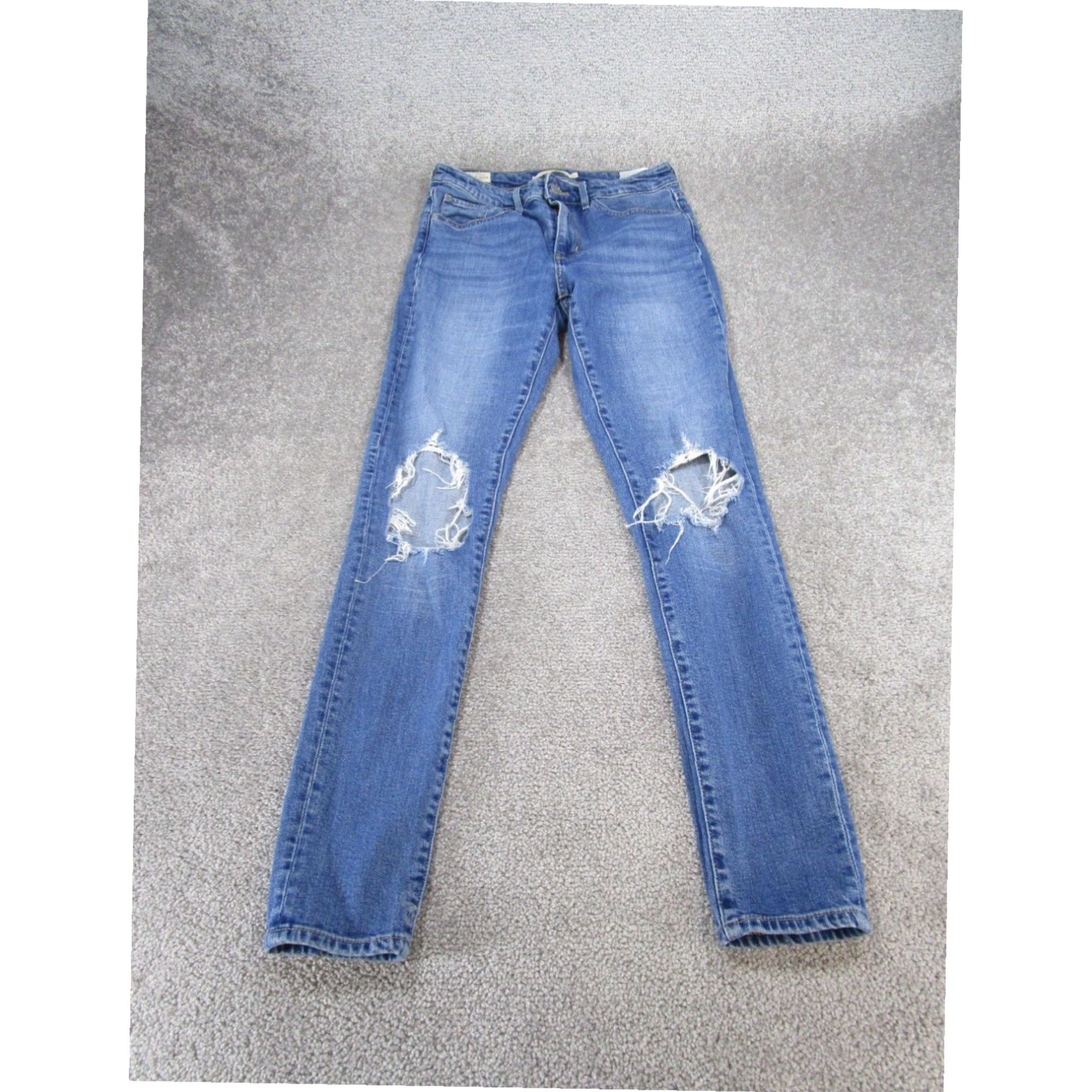 Levi's Levis 721 Skinny Jeans Women's Medium Wash Blue Denim Ripped Mid Rise 27 Size 27" / US 4 / IT 40 - 1 Thumbnail