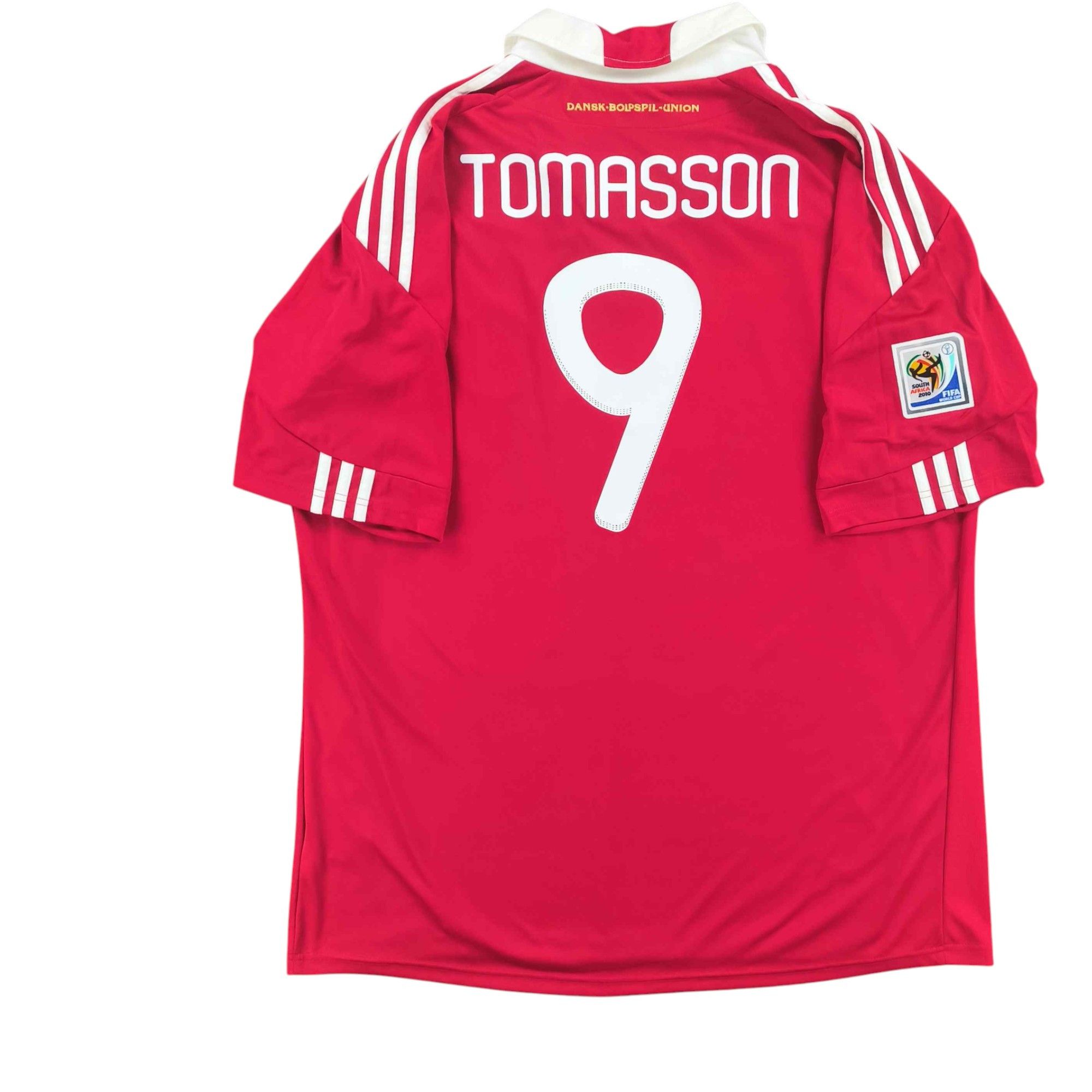 Denmark 2010-12 Adidas home Tomasson football jersey XXL