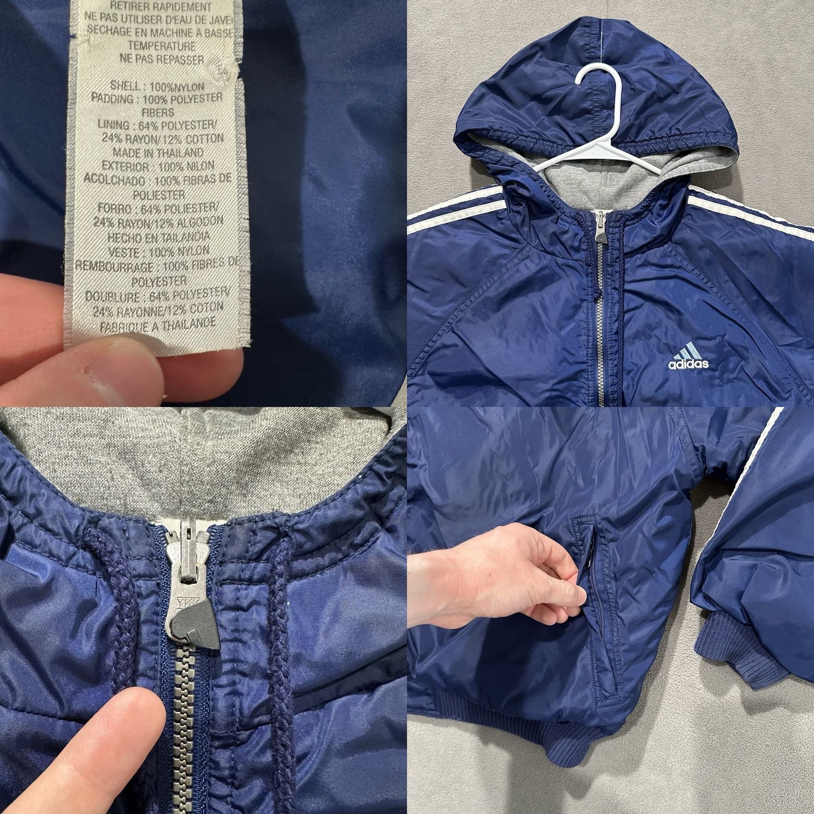 Adidas VINTAGE adidas Windbreaker Jacket Men M Blue Hooded Full Zip Reversible 90s Striped Size US M / EU 48-50 / 2 - 8 Thumbnail