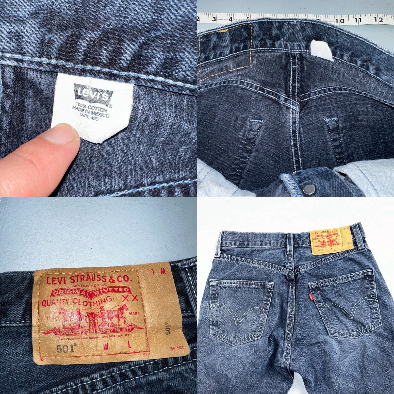 Levi's VINTAGE Levi's 501 Jeans Main Selling Point 90s Mexico Straight Leg 29x32 28x31 Dark Wash Blue Cotton Denim Mens Regular Jeans 501 Series 90s Theme Size US 29 - 9 Thumbnail